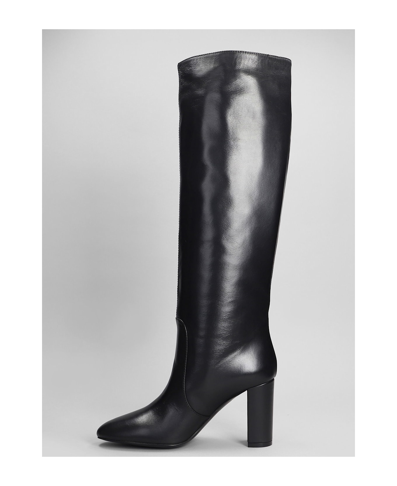 Via Roma 15 High Heels Boots In Black Leather - black