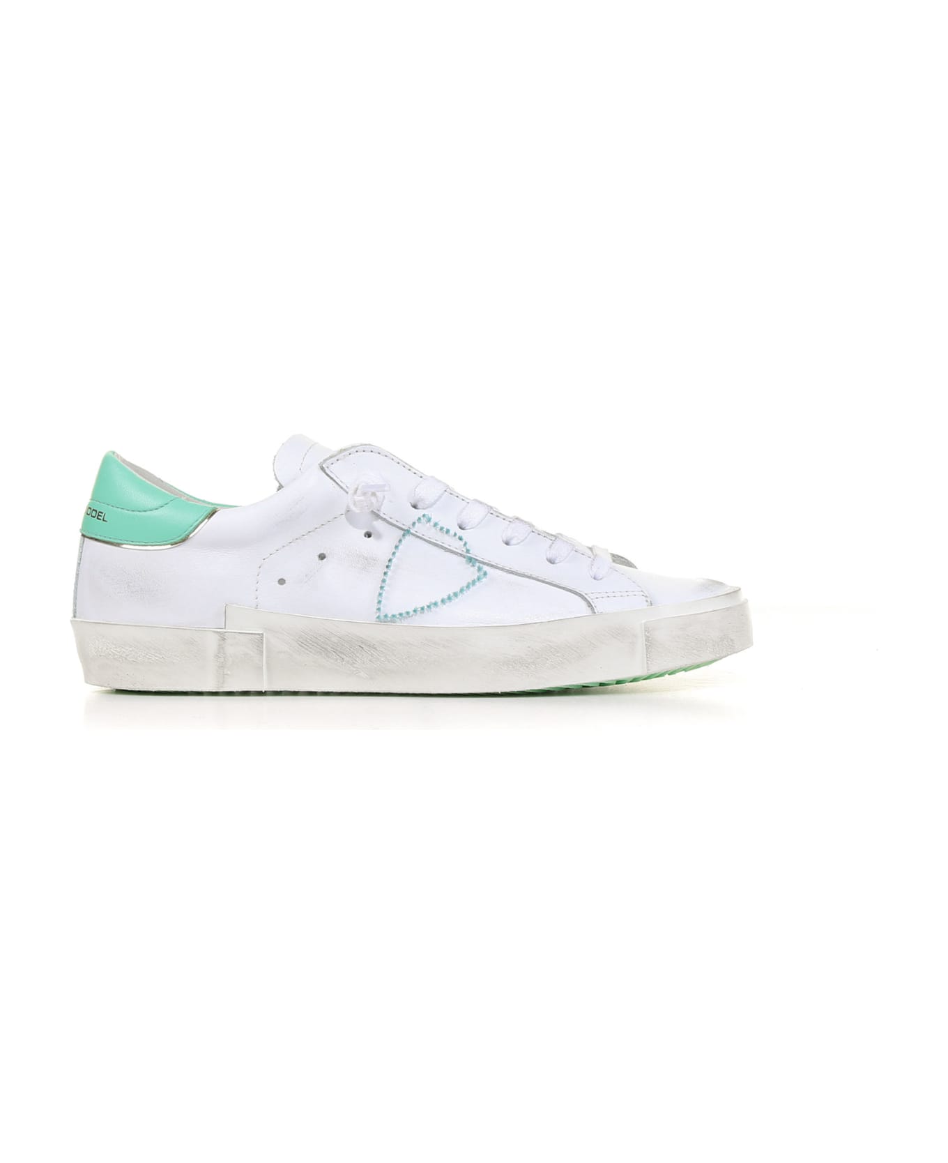 Philippe Model Sneaker With Contrasting Details - BIANCO TIFFANY