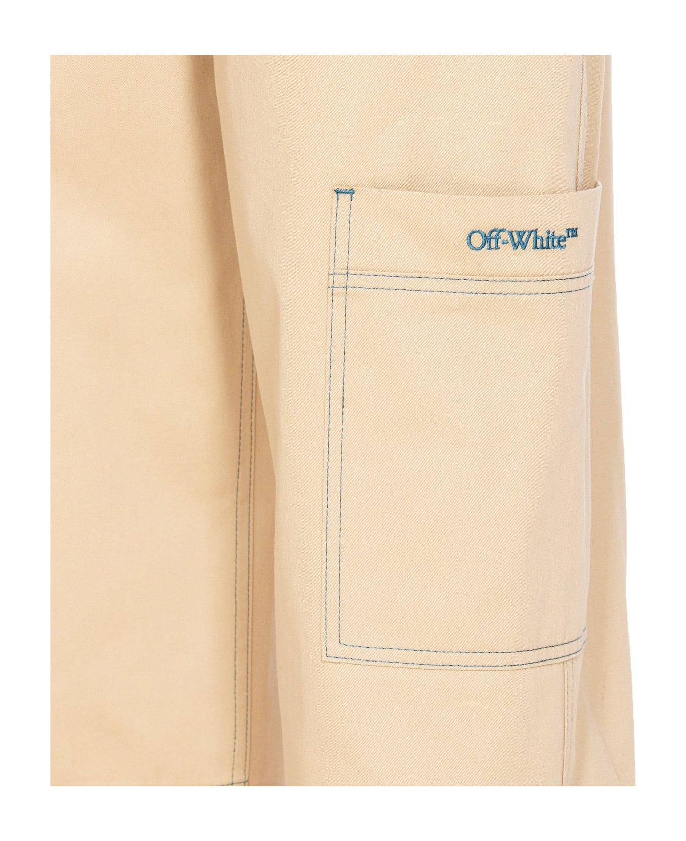 Off-White Logo Embroidered Cargo Pants - Creme brulee