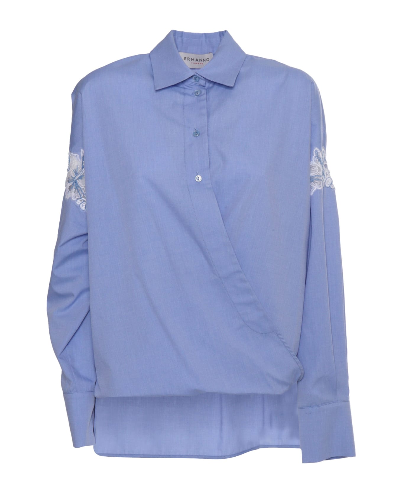 Ermanno Ermanno Scervino Light Blue Shirt With Lace - LIGHT BLUE シャツ