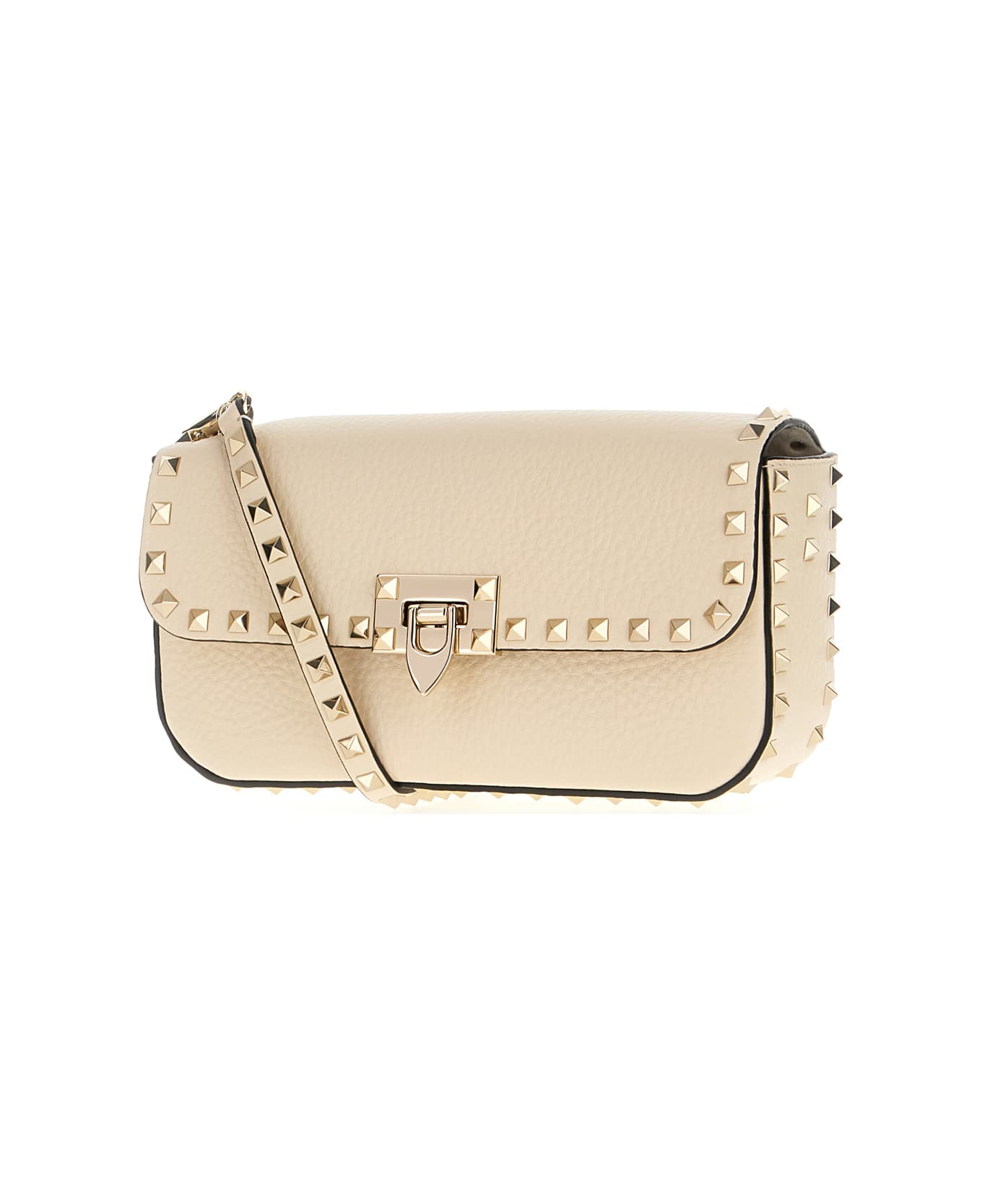 Valentino Garavani Sand Leather Rockstud Shoulder Bag - LIGHTIVORY ショルダーバッグ