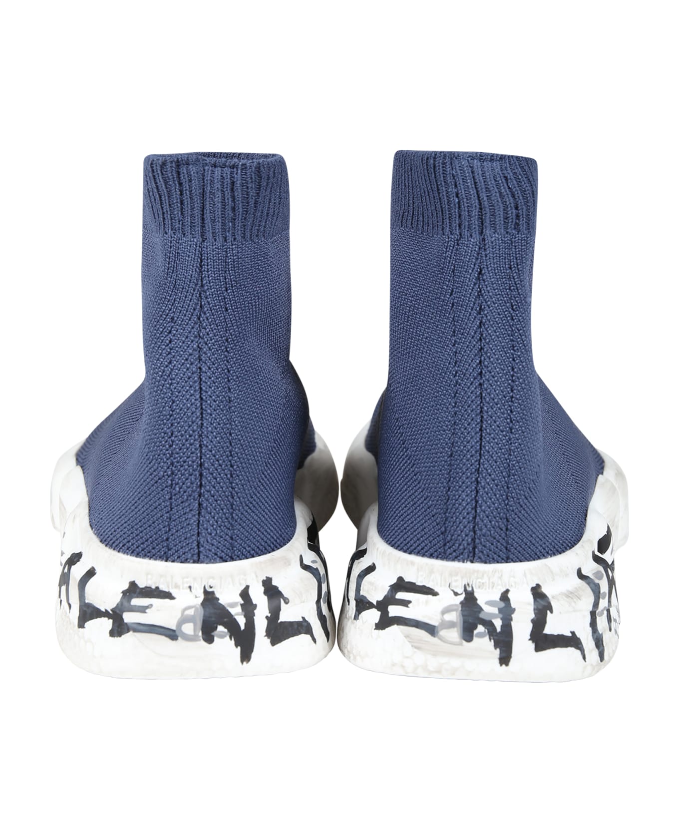 Balenciaga Blue Sneakers For Kids With Logo - Blue