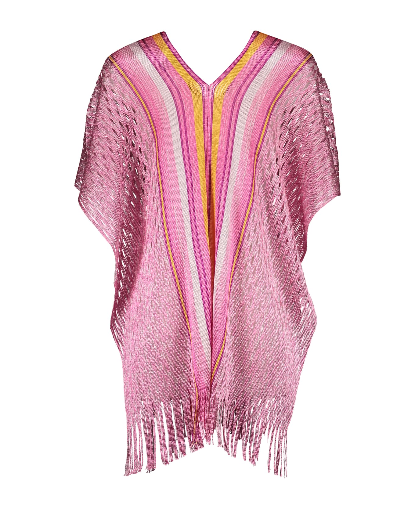 Missoni Fringed Knit Poncho - Pink