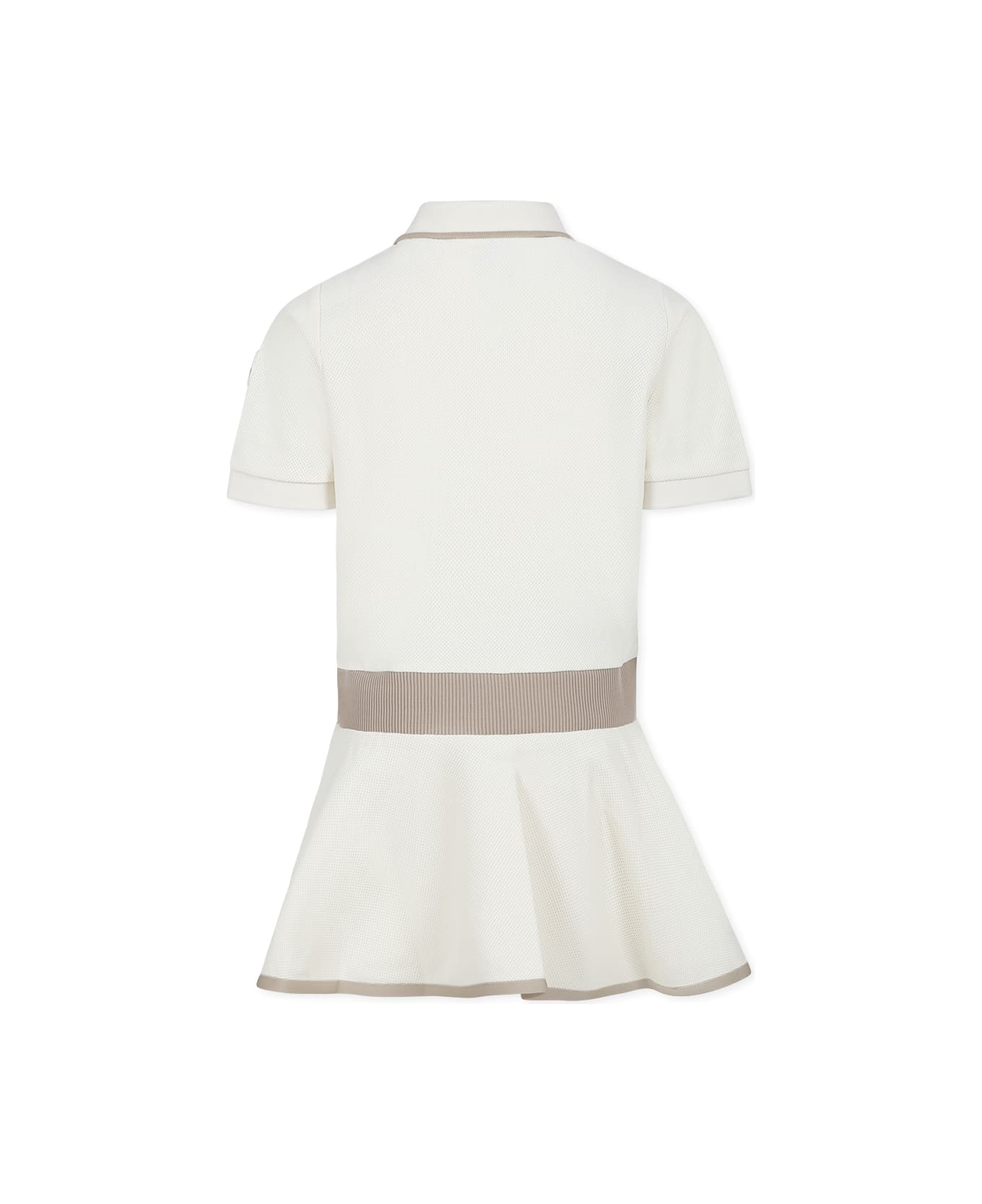 Moncler Ivory Dress For Girl With Logo - Ivory