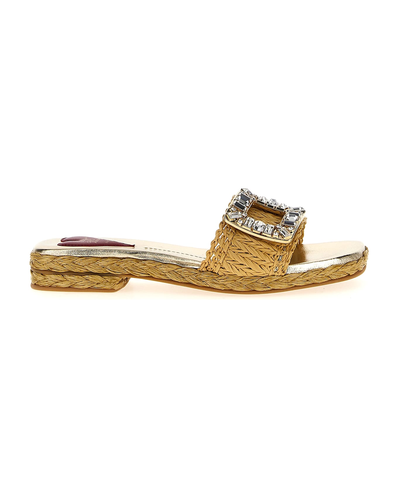 Roger Vivier Raffia Jewel Sandals - CREMA CHIARO
