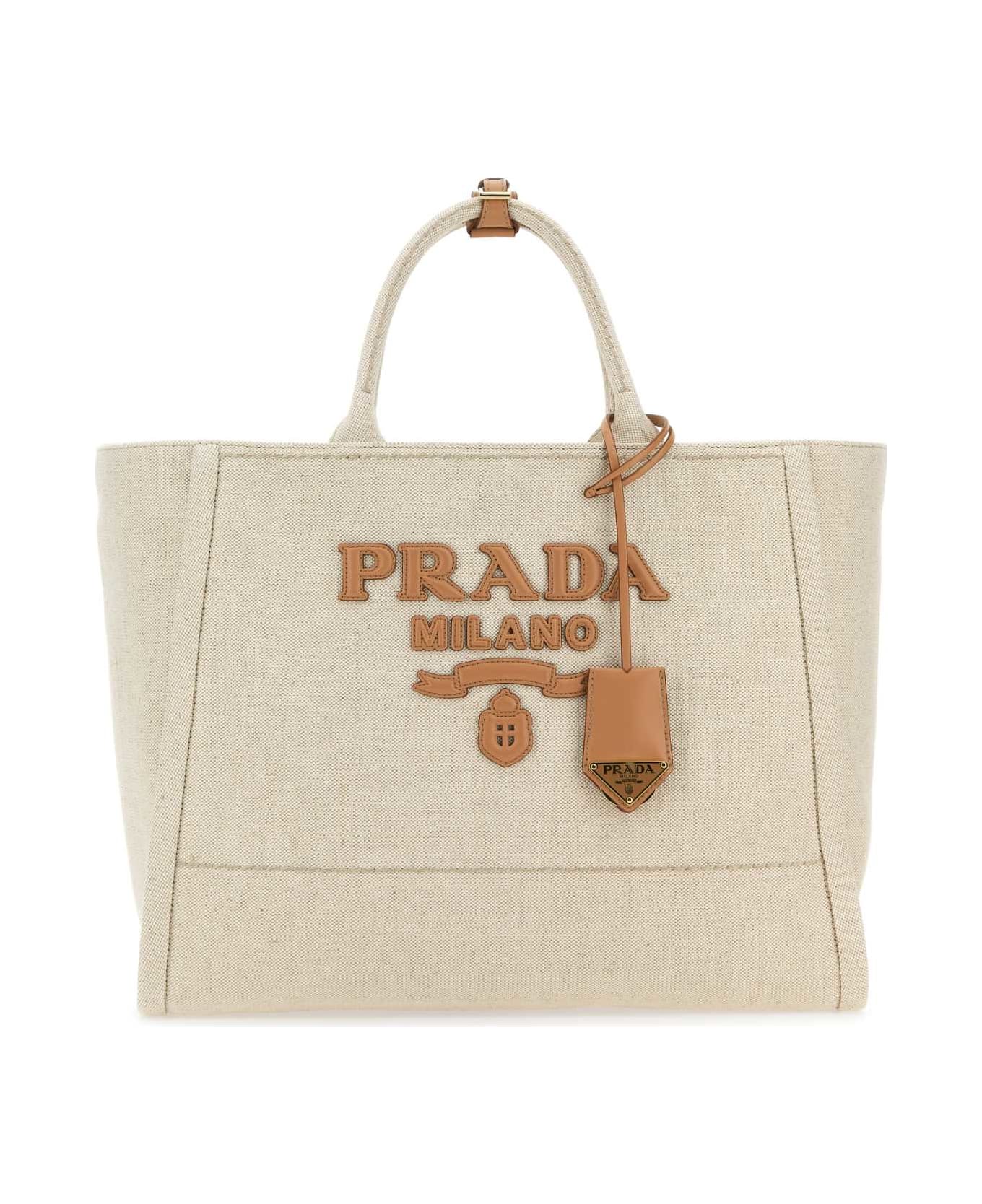 Prada Sand Canvas Shopping Bag - NATURALE トートバッグ