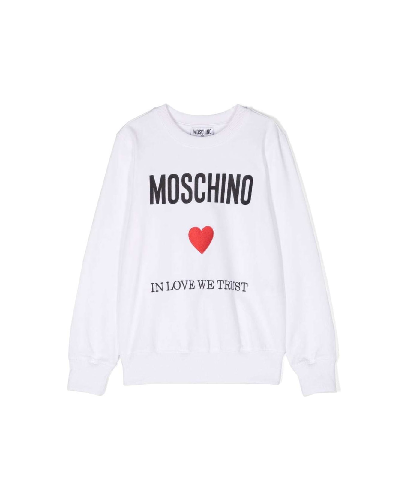 Moschino White Sweatshirt With Logo In Cotton Boy - White ニットウェア＆スウェットシャツ
