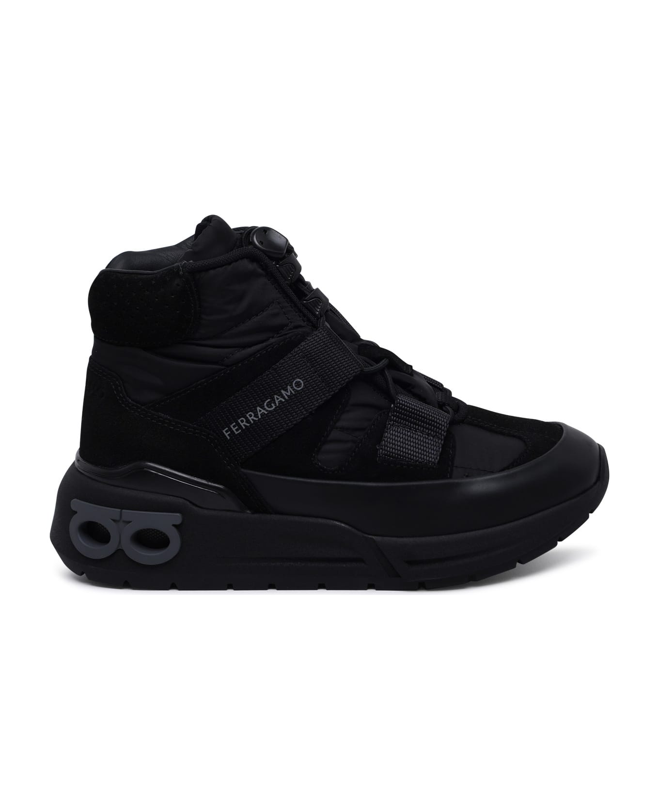 Ferragamo Black Tech Fabric Blend Sneakers - Black