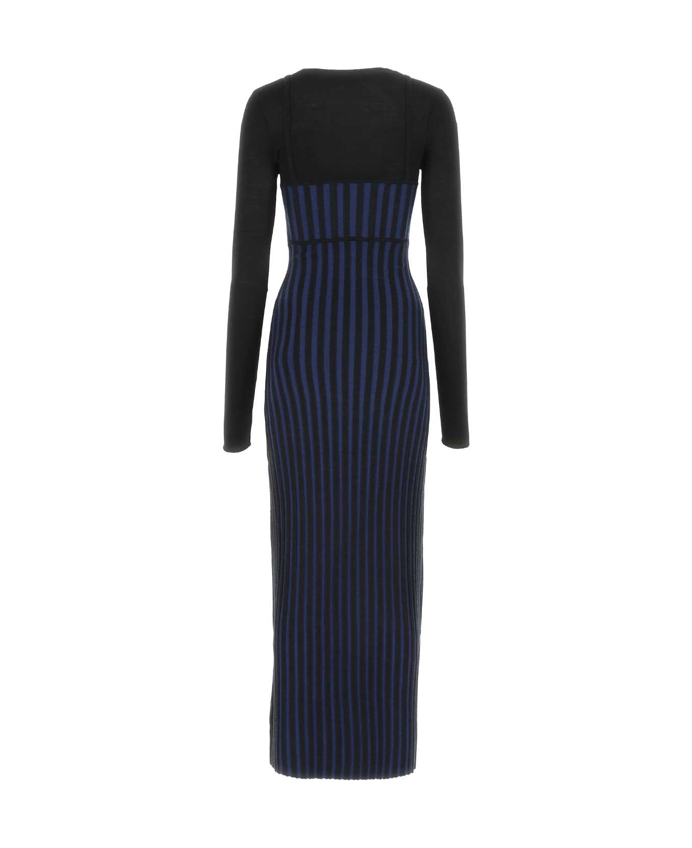 Dion Lee Two-tone Wool Blend Long Dress - BLACKINK