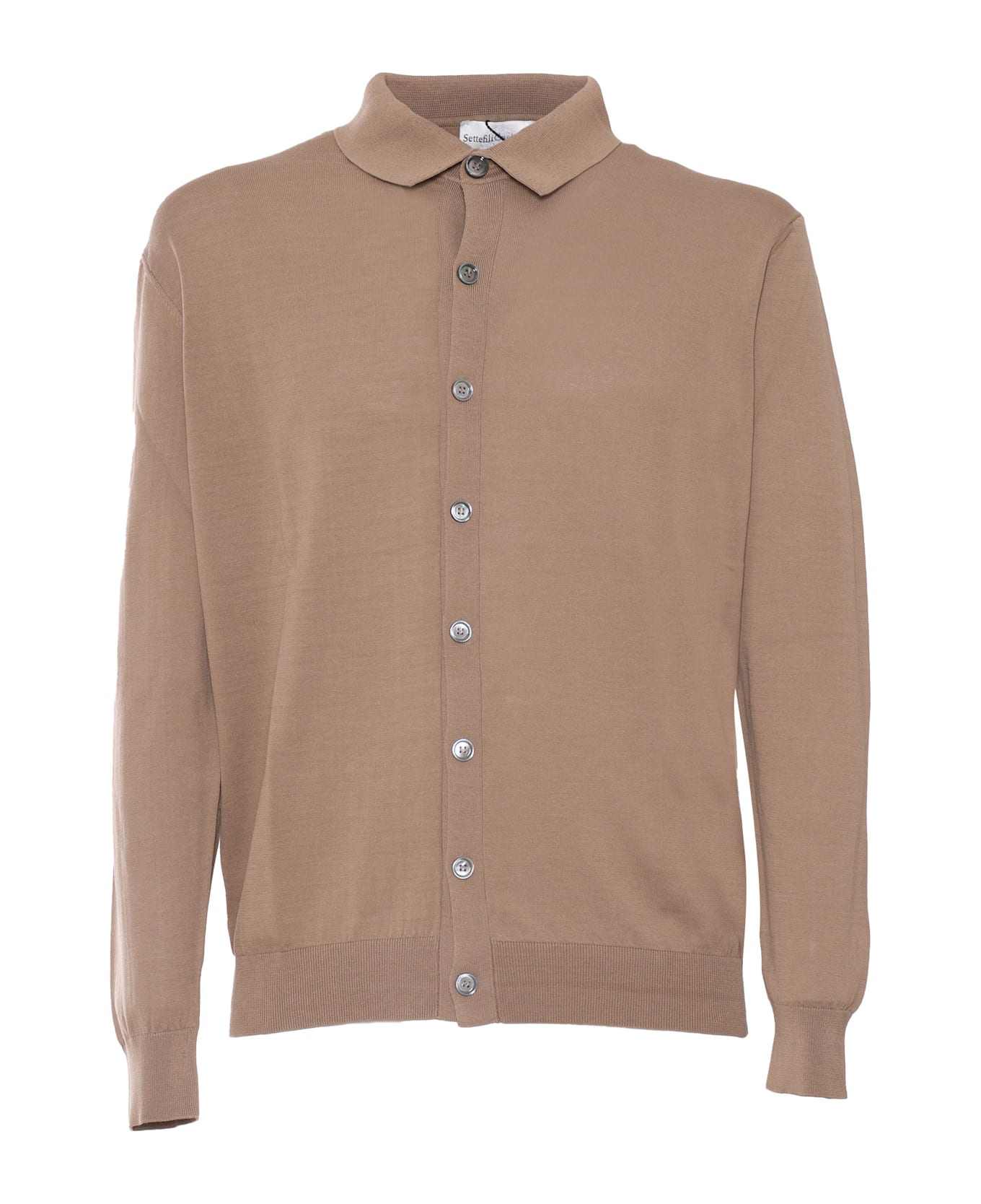 Settefili Cashmere Shirt Collar Cardigan High Gauge Ice Cotton - BROWN