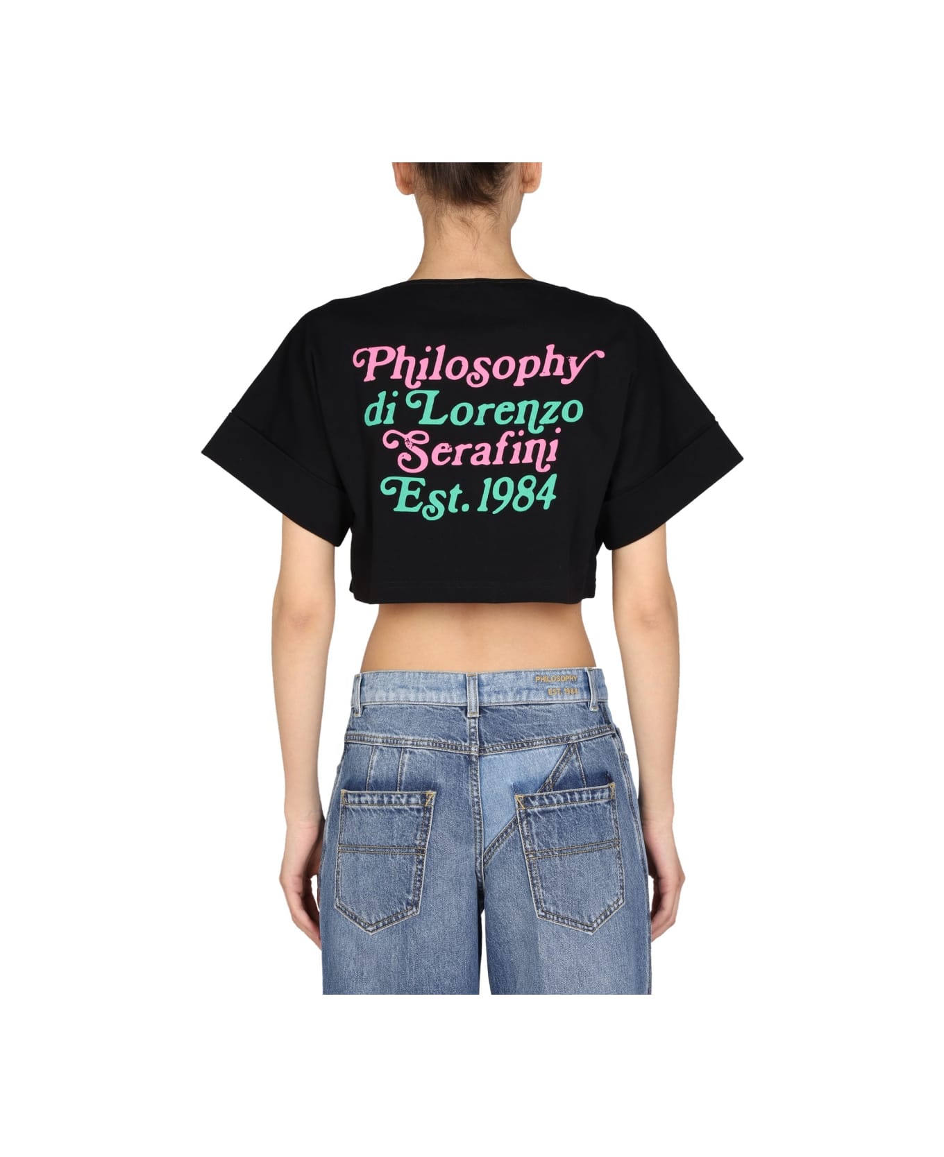 Philosophy di Lorenzo Serafini Cropped Logo Print T-shirt - BLACK