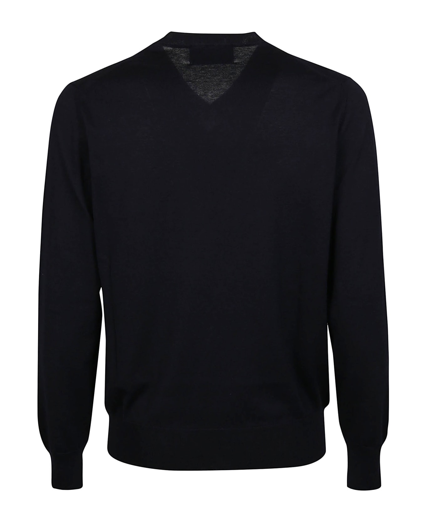 Ballantyne V-neck Plain Sweater - Navy