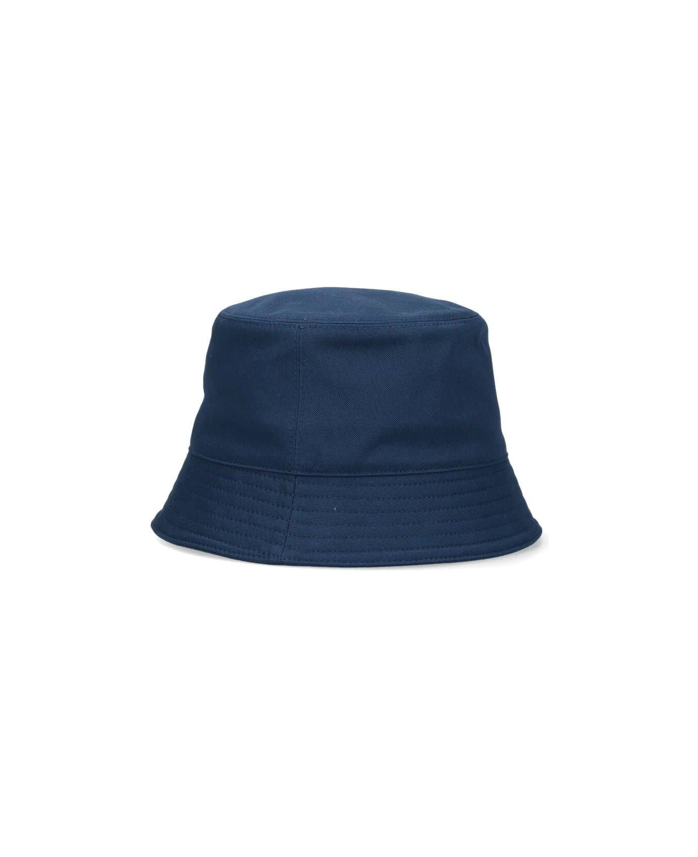 Marni Logo Embroidered Twill Bucket Hat - Blue 帽子