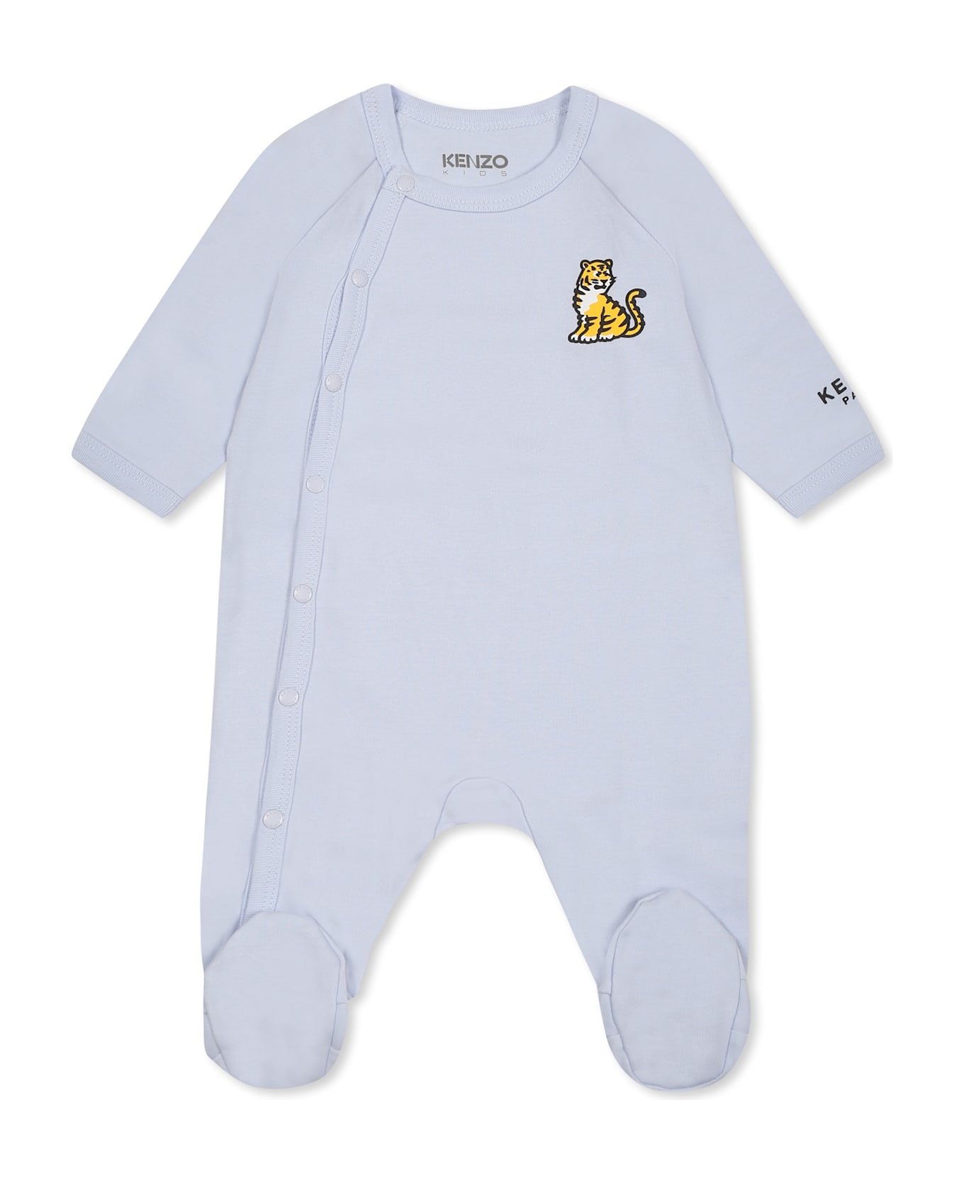 Kenzo Kids Light Blue Babygrow Set For Baby Boy With Kotora Tiger - Light Blue