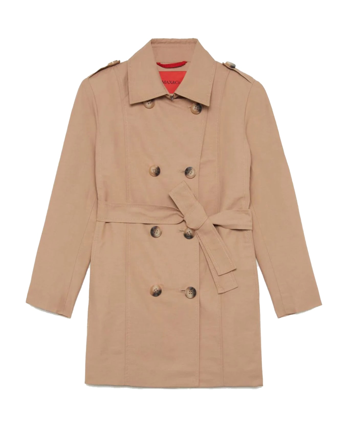 Max&Co. Double-breasted Cotton Trunch Coat - Beige