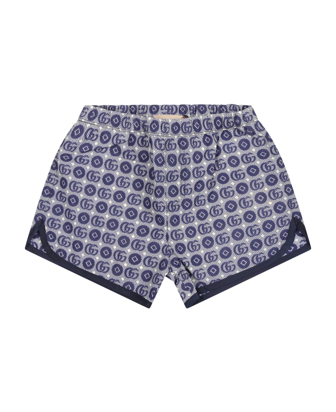 Gucci Blue Swim Shorts For Baby Boy With Double G - Blue 水着