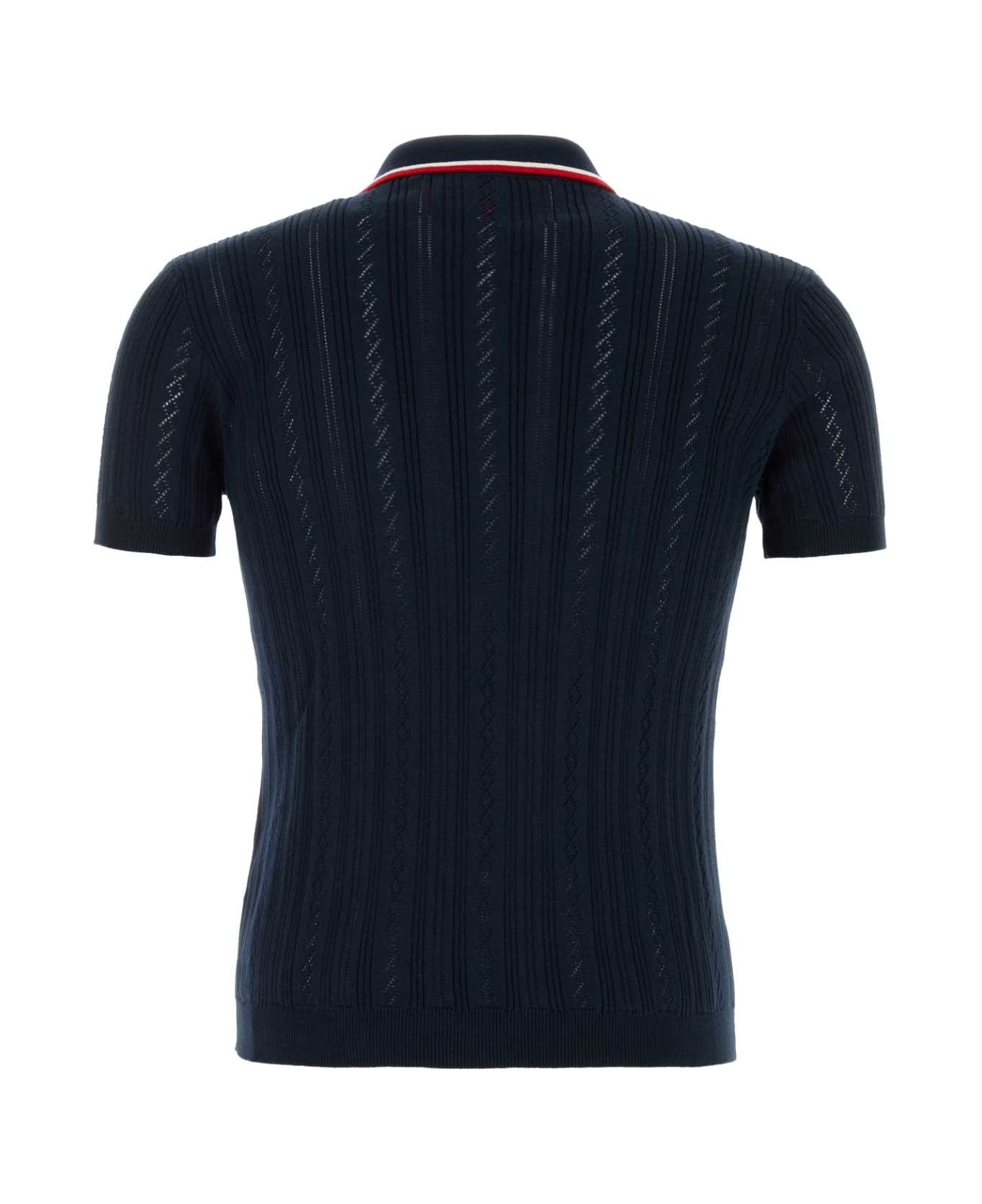 Valentino Garavani Navy Blue Cotton Polo Shirt - INDACO