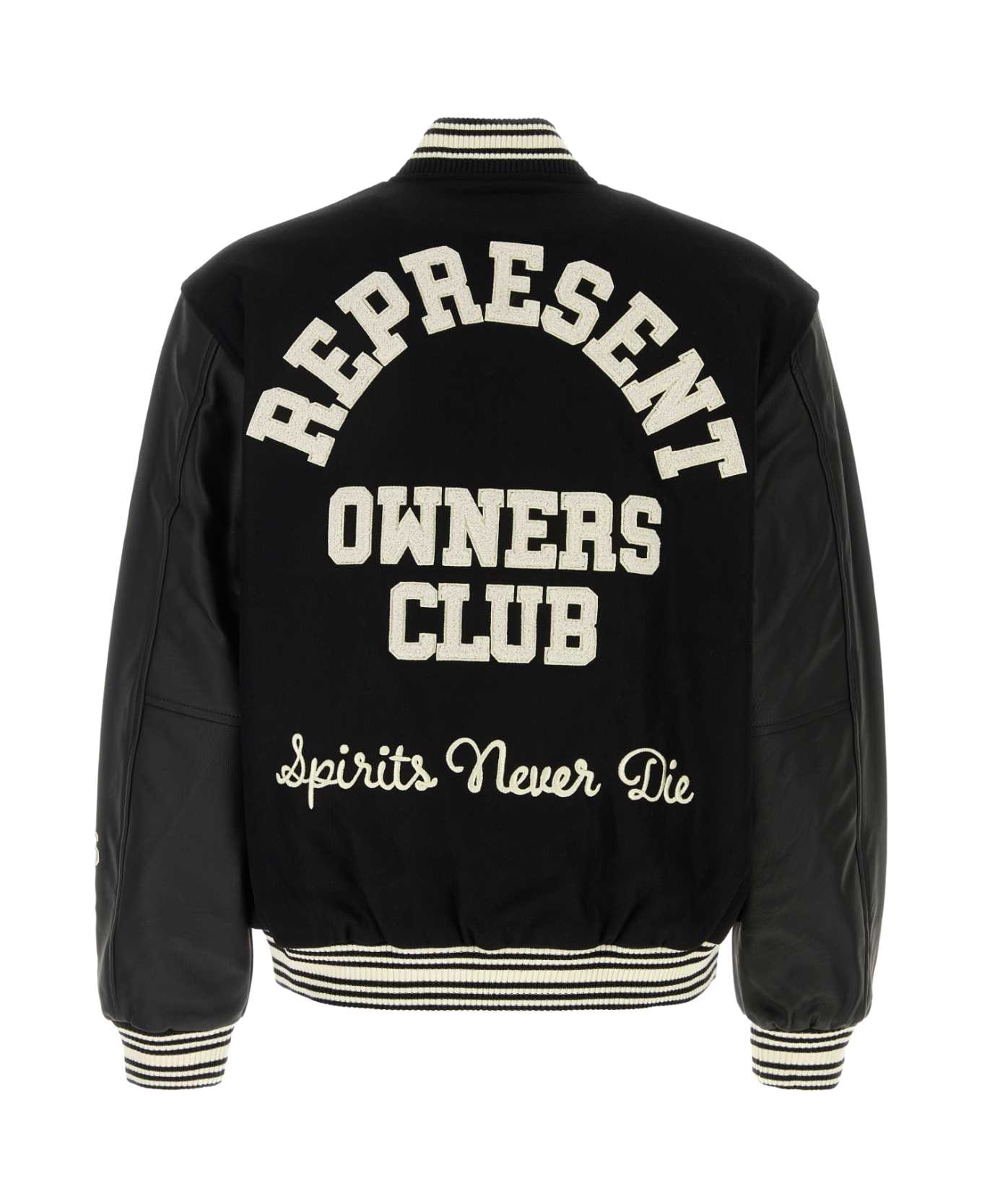 REPRESENT Black Felt Represent Owners Club Bomber Jacket - BLACK