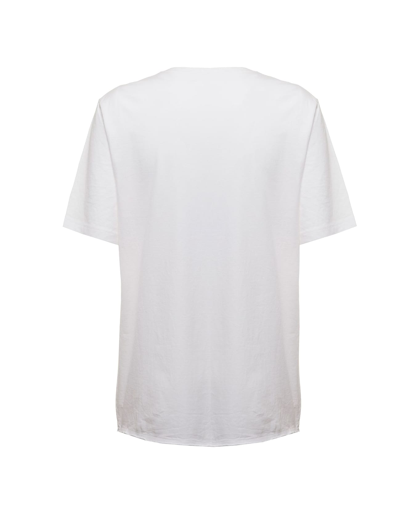 Saint Laurent Woman's White Cotton T-shirt With Heart Print - White