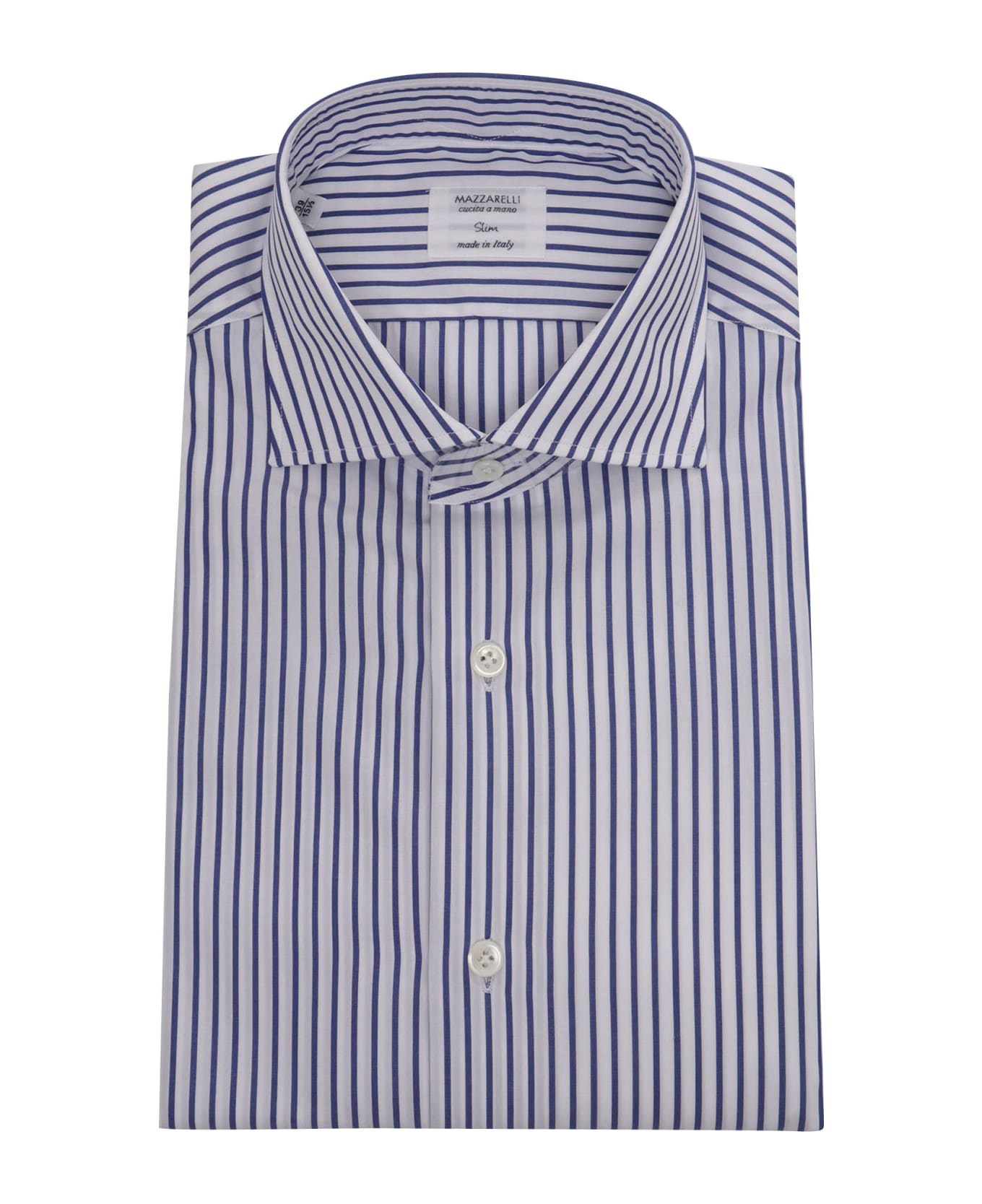 Mazzarelli Blue Striped Shirt - WHITE