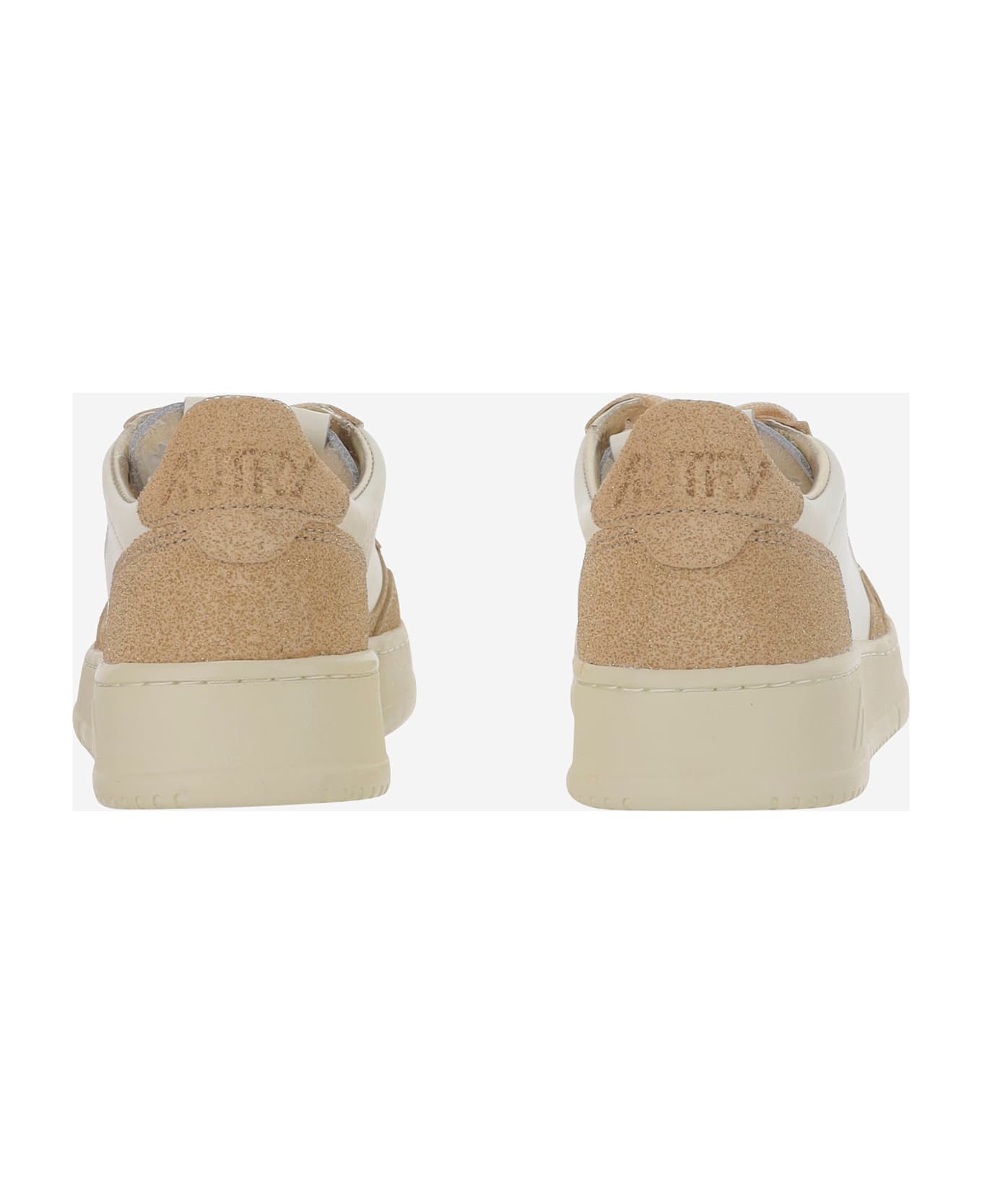 Autry Beige And Brown Leather Medalist Low Sneakers - Brown