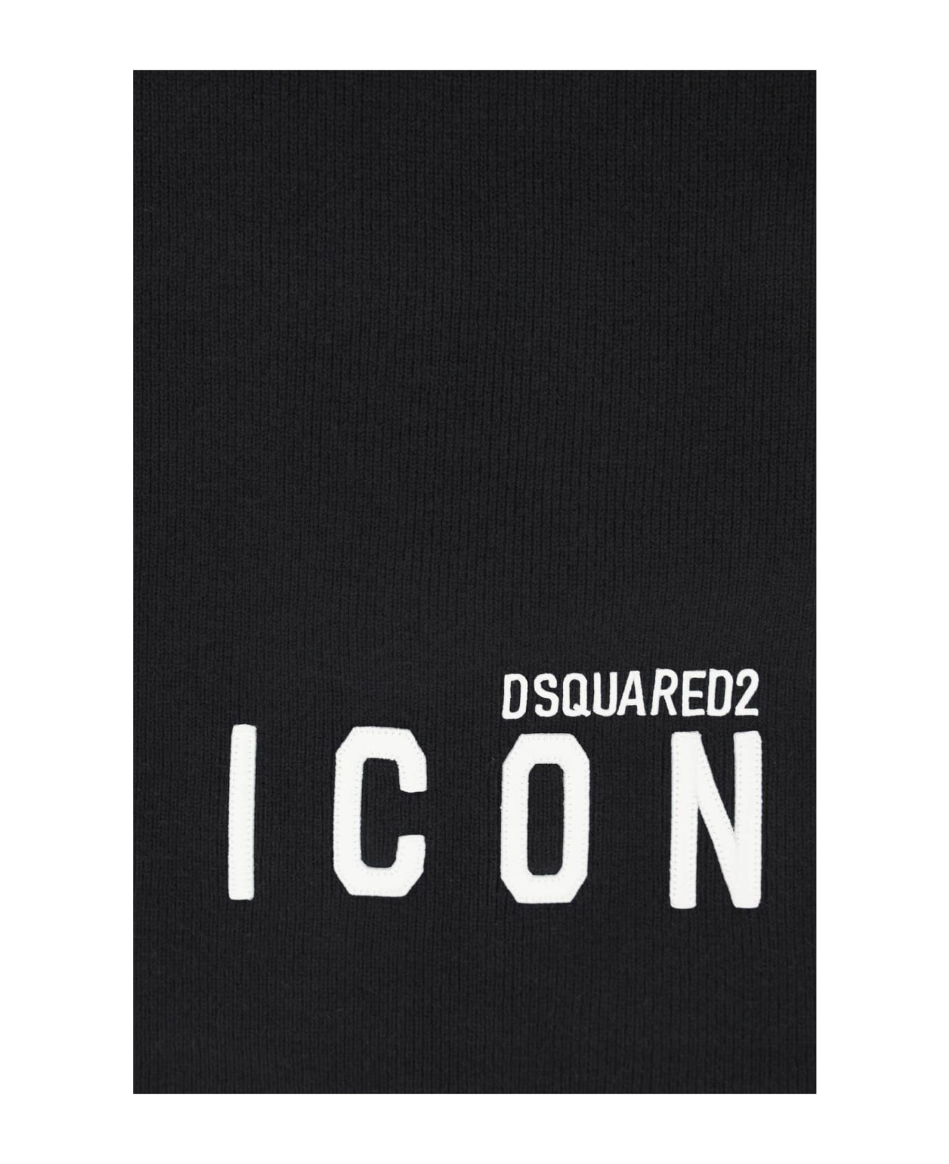 Dsquared2 'icon' Wool Scarf - BLACK WHITE (Black)