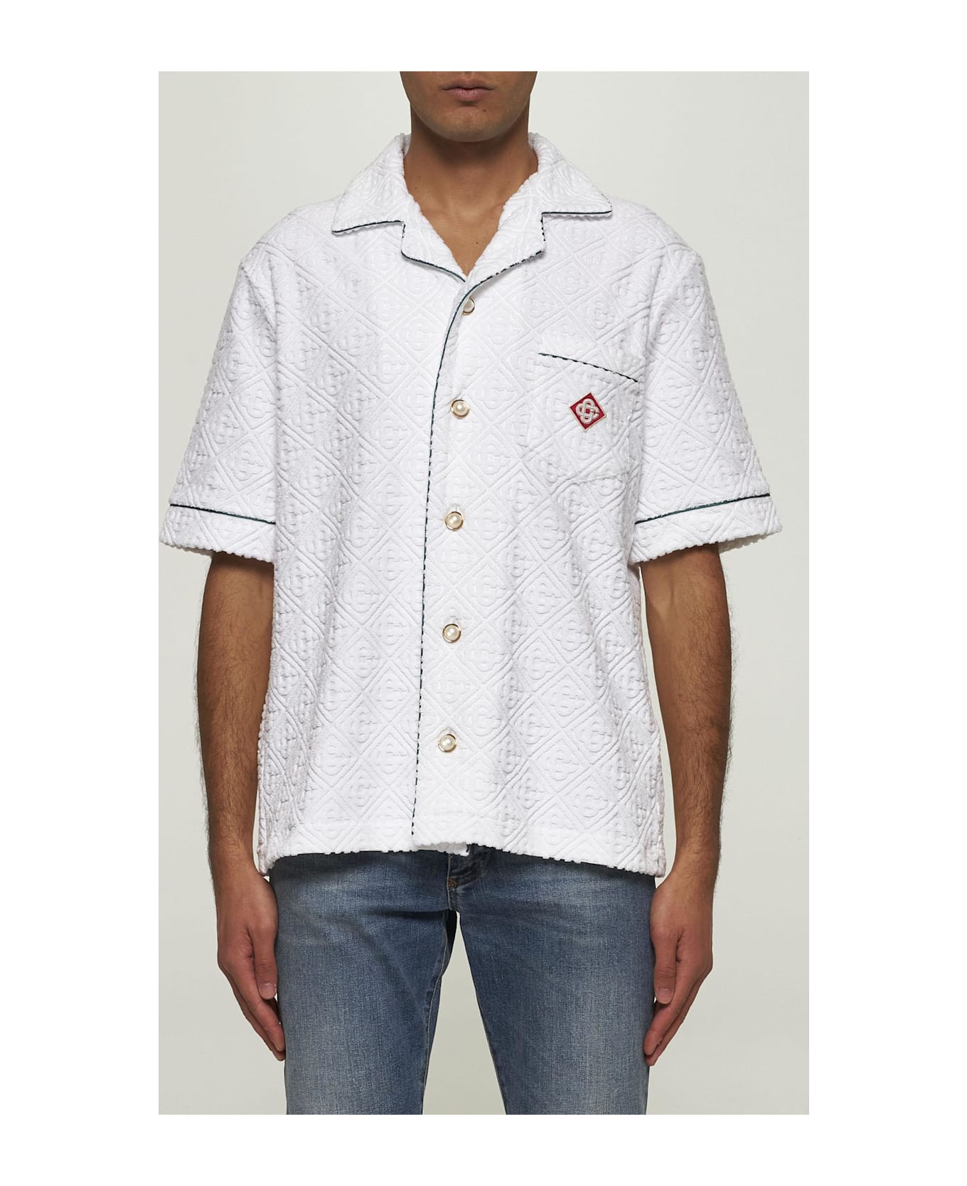 Casablanca White Monogram Terry Shirt - Bianco