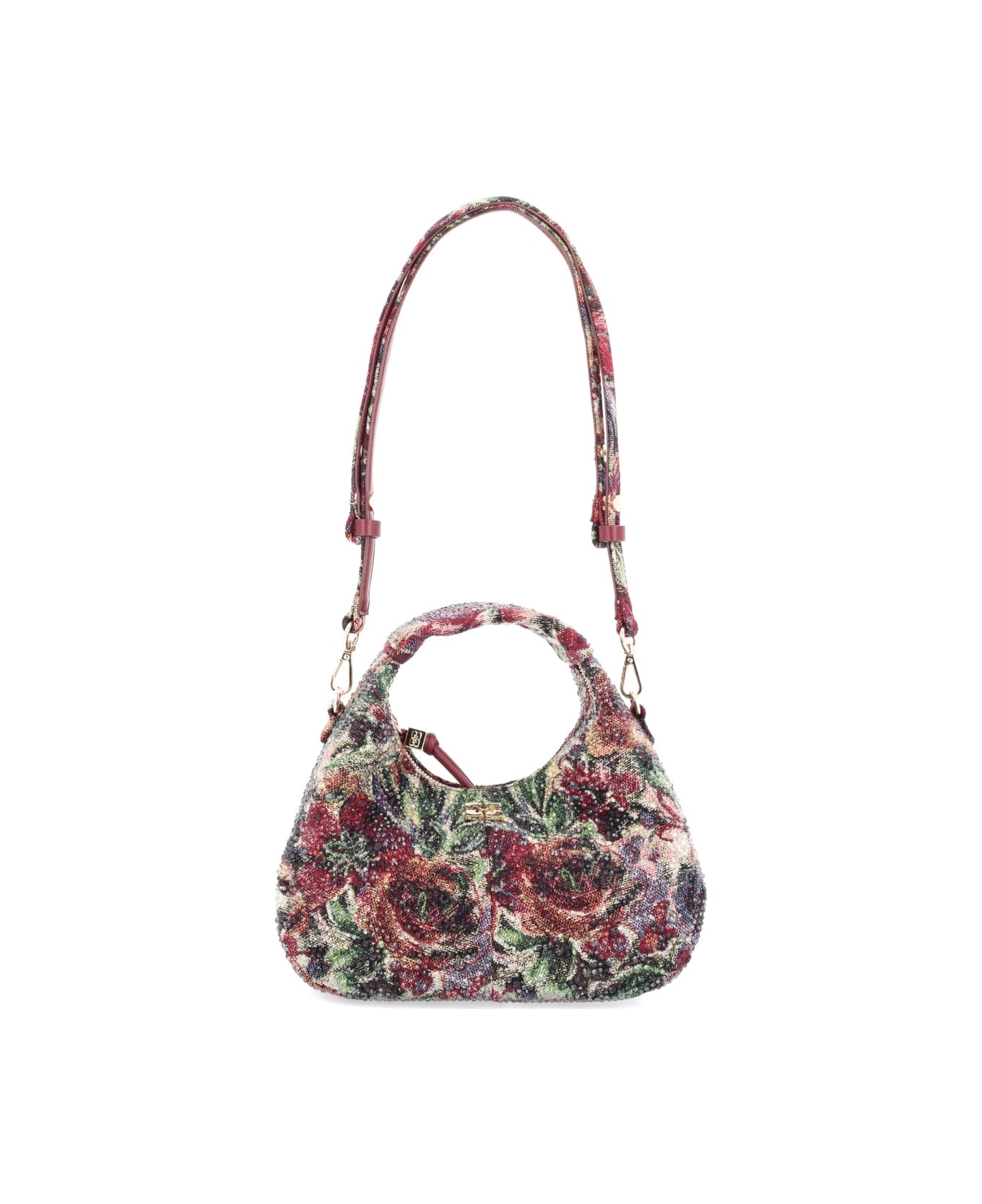 Ganni Mini "tapestry Rhinestone" Hobo Bag - MULTICOLOUR