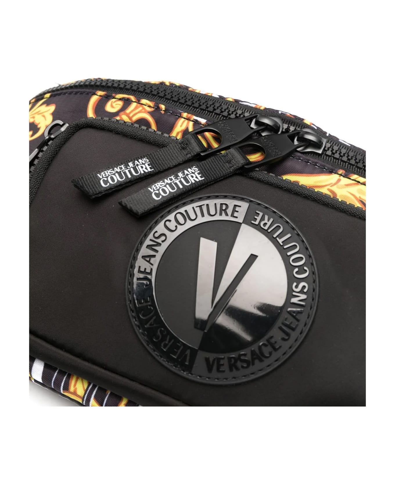 Versace Jeans Couture Black Waist Bag - Black Gold