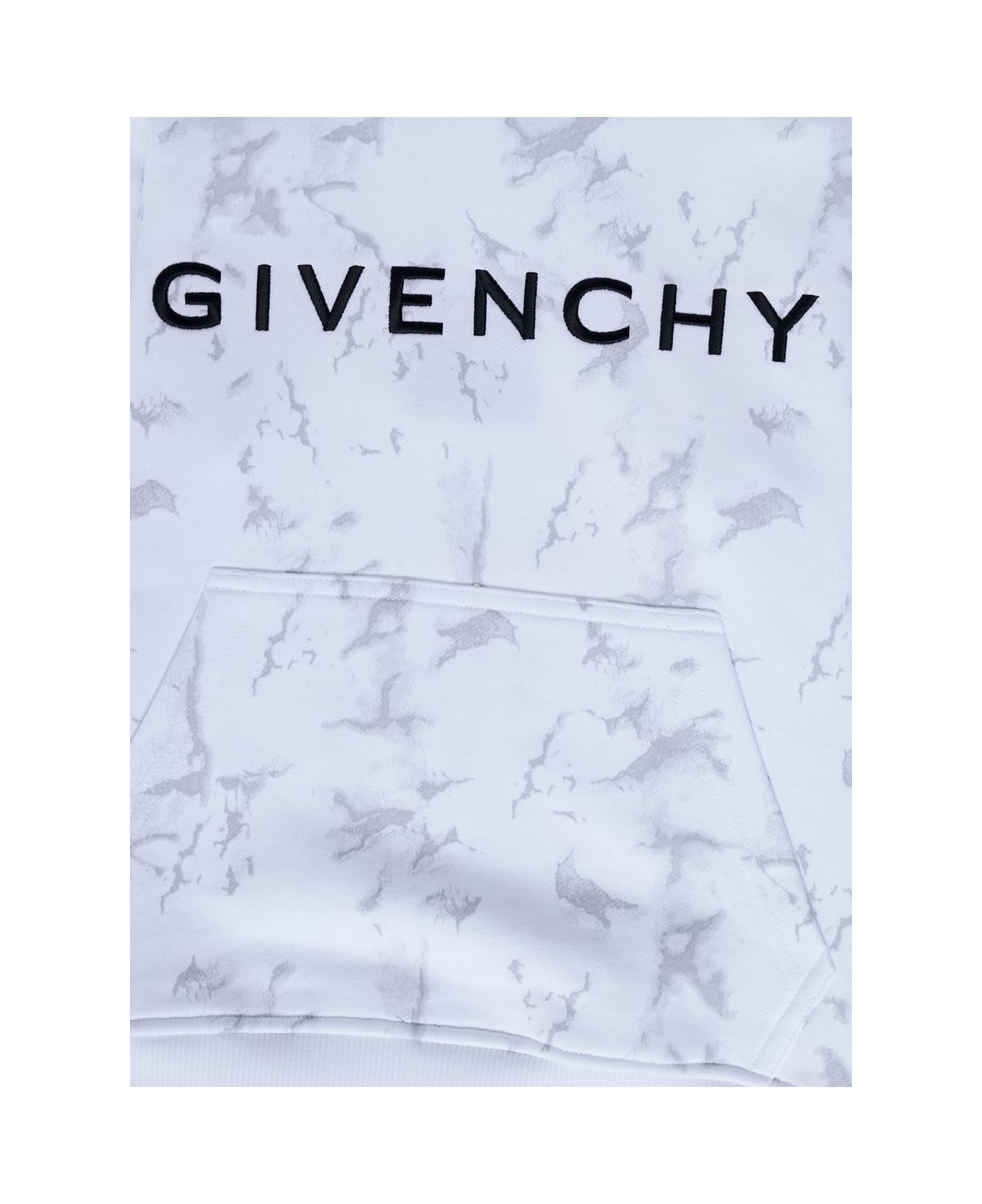 Givenchy Boy Cotton White Hoodie With Allover Print And Logo - White