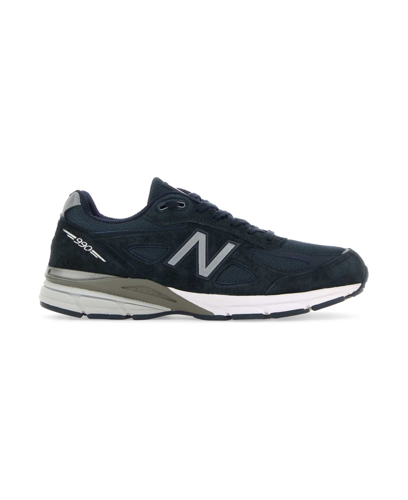 New Balance Blue Fabric And Suede 990v4 Sneakers - NAVY