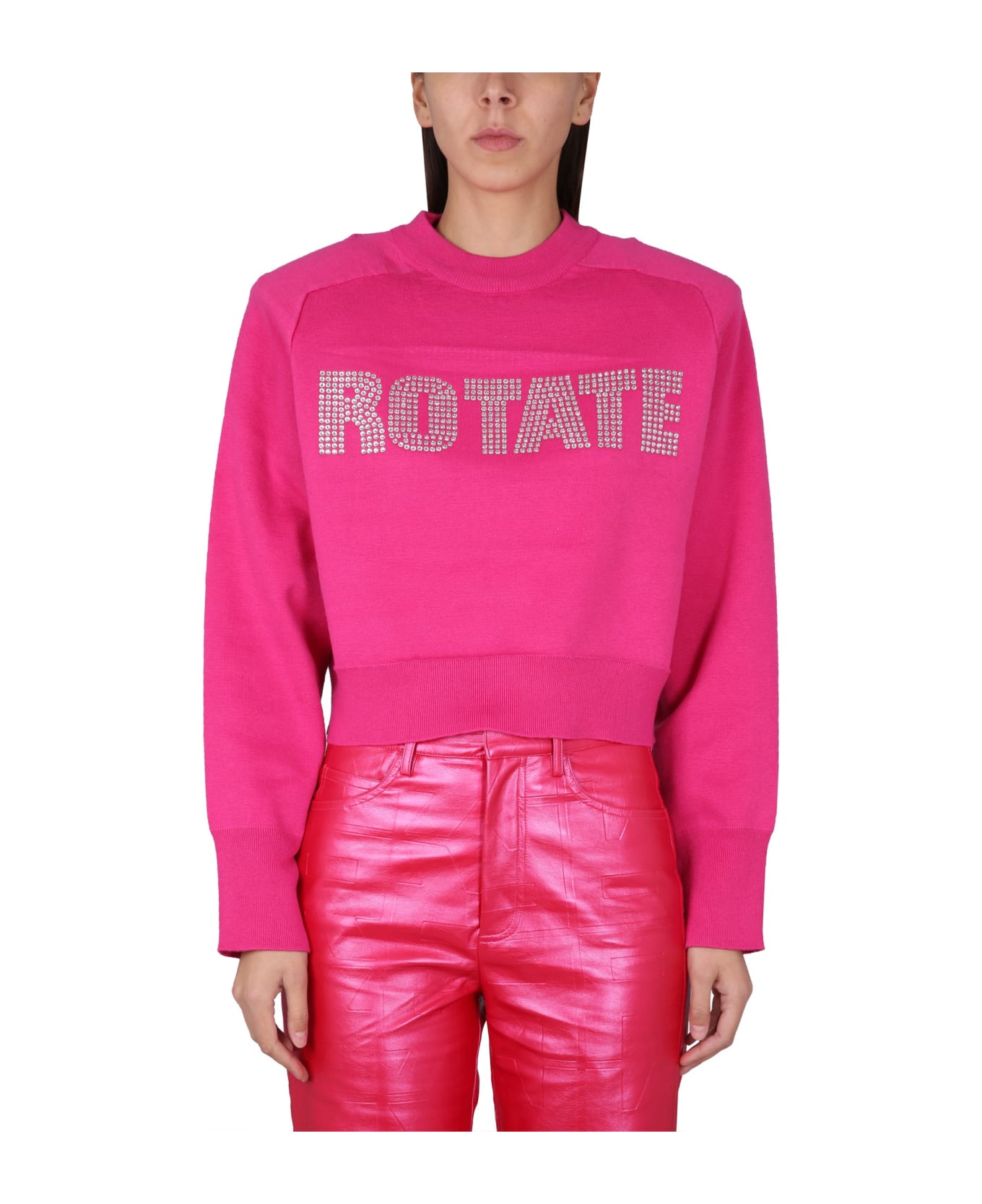 Rotate by Birger Christensen Sweatshirt With Logo - Pink Glo フリース