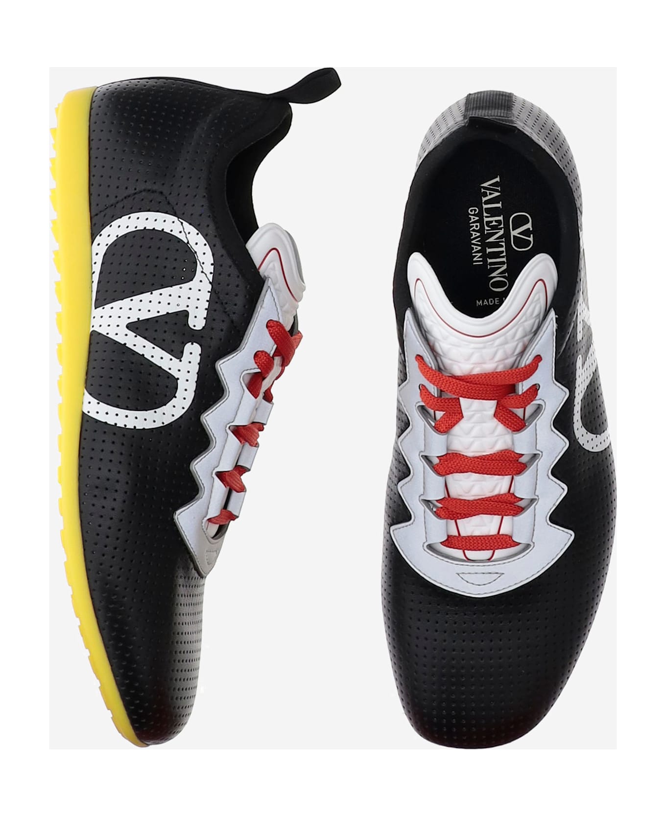 Valentino Garavani Perforated Nappa Leather Chromathon Sneakers - Red