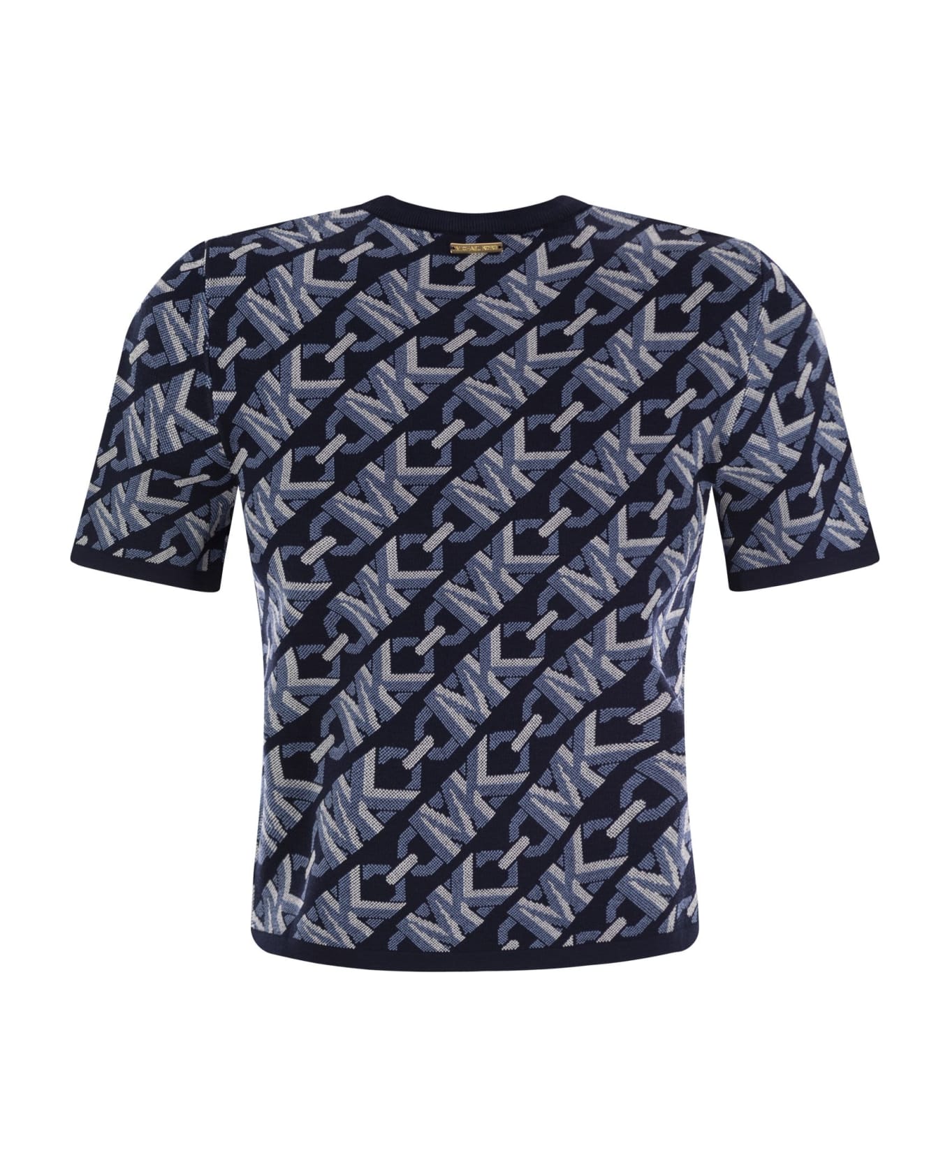 Michael Kors Short-sleeved Jacquard Pullover With Logo - Blue