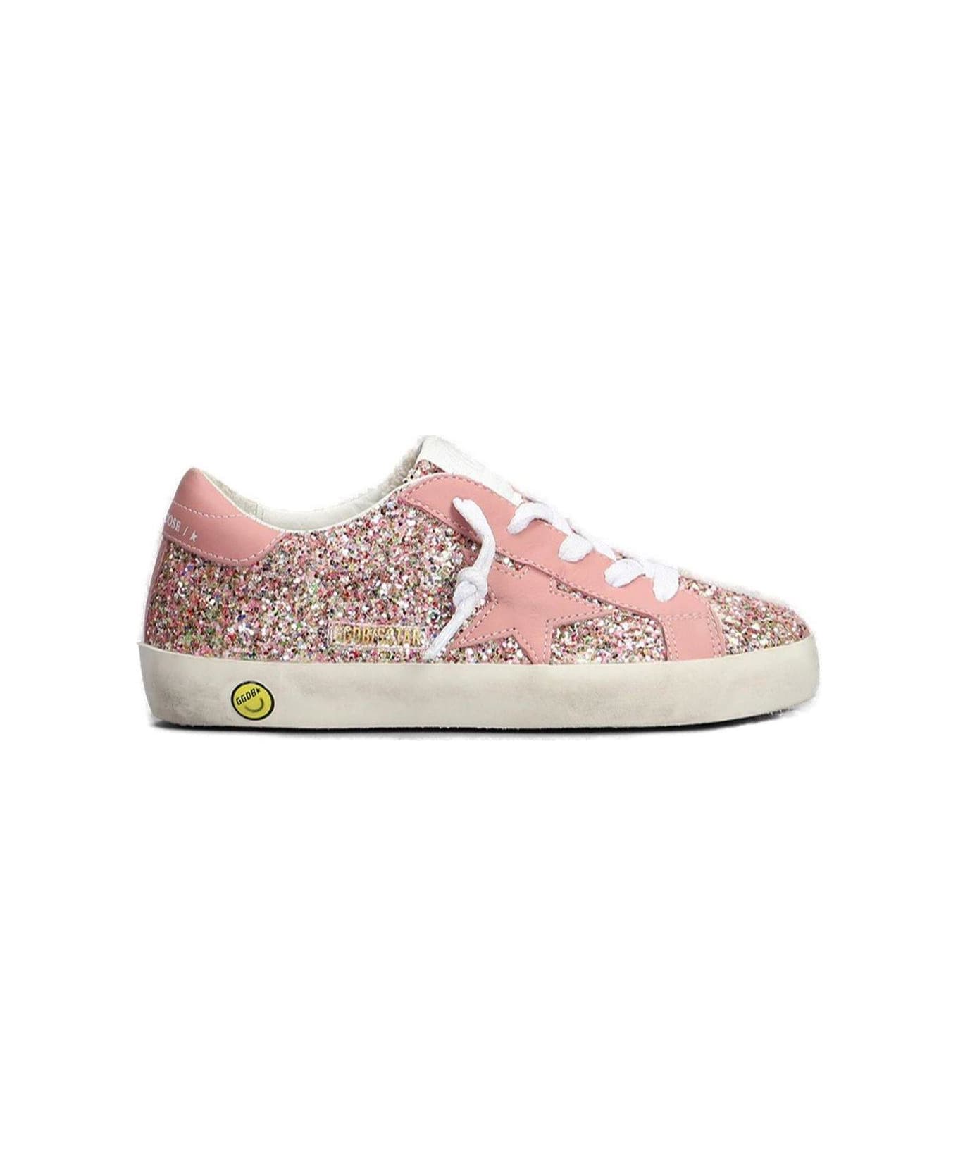 Golden Goose Glitter-detailed Lace-up Sneakers - MULTICOLOR/ASH ROSE