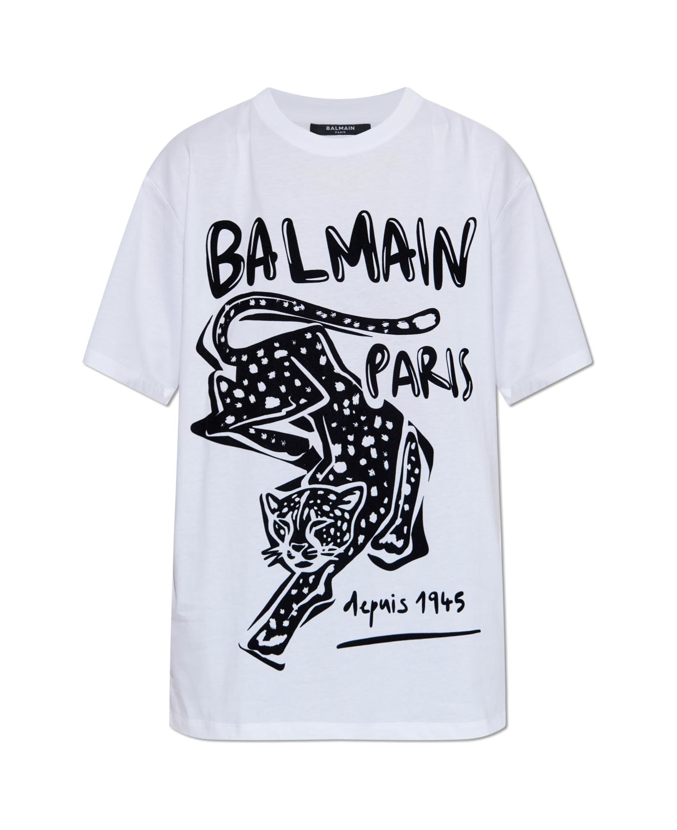 Balmain T-shirt With A Velvet-finish Print - White