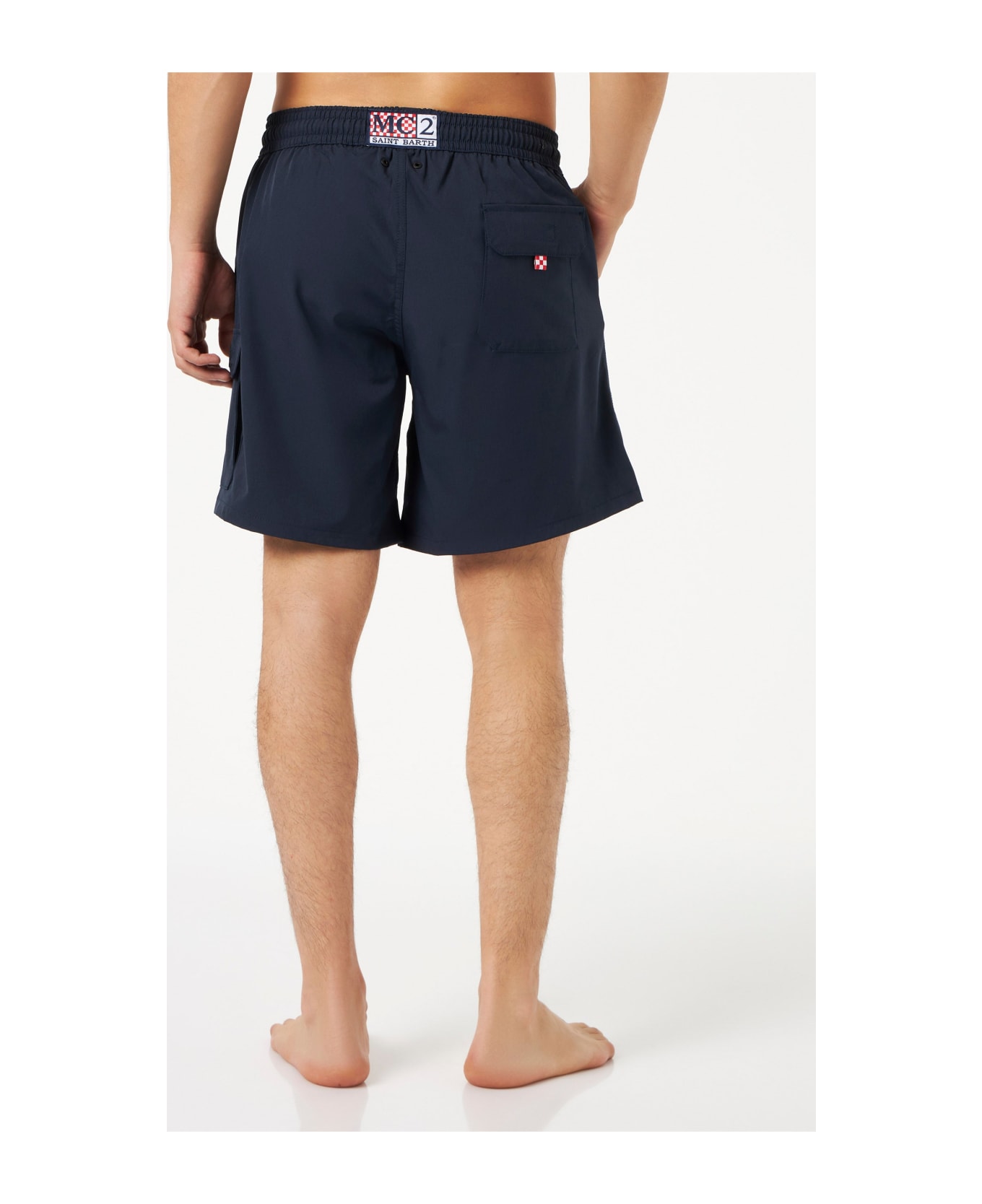 MC2 Saint Barth Man Blue Navy Comfort And Stretch Swim Shorts - BLUE