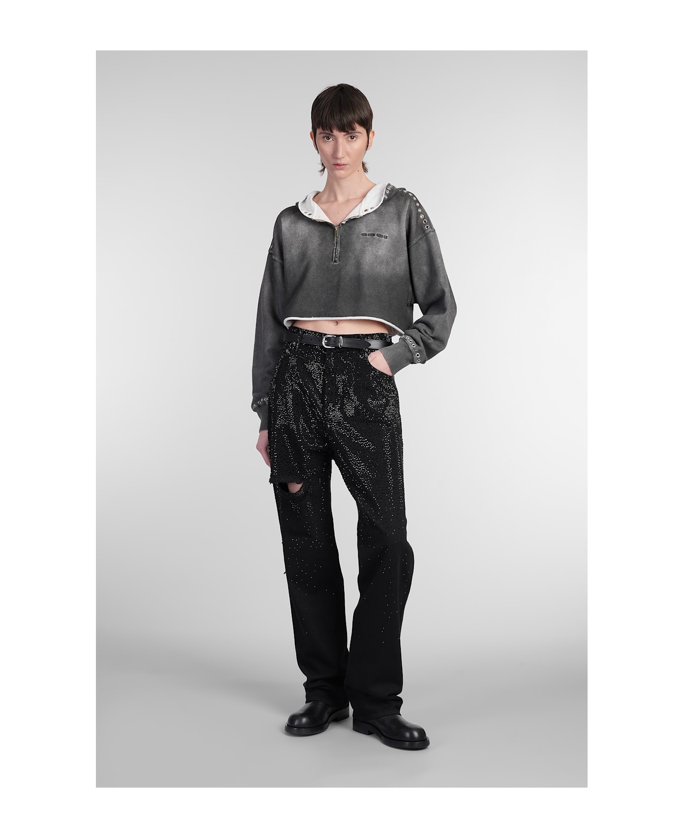 Golden Goose Sweatshirt In Grey Cotton - grey