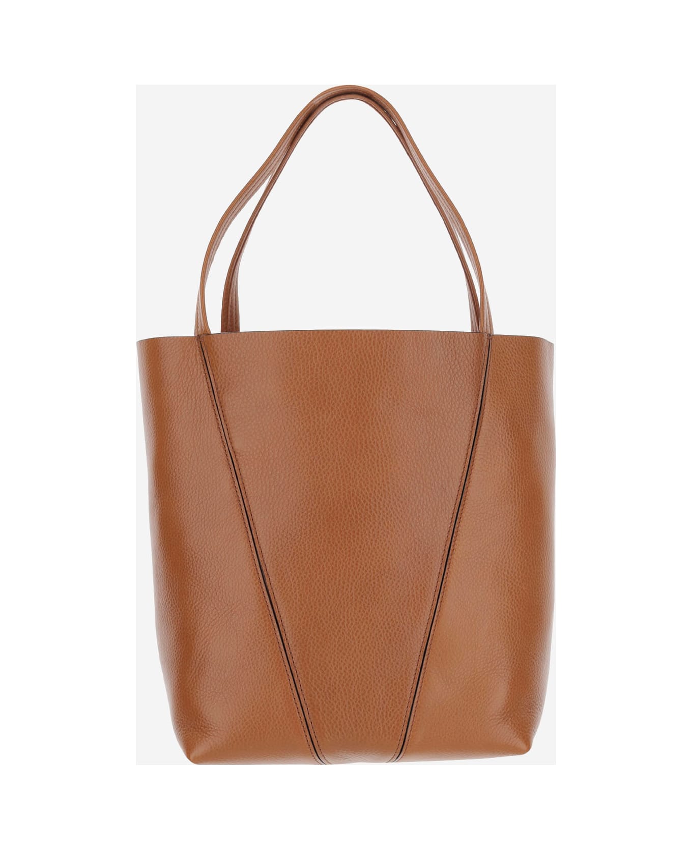Chloé Spin Tote Bag In Maroon Leather - Brown