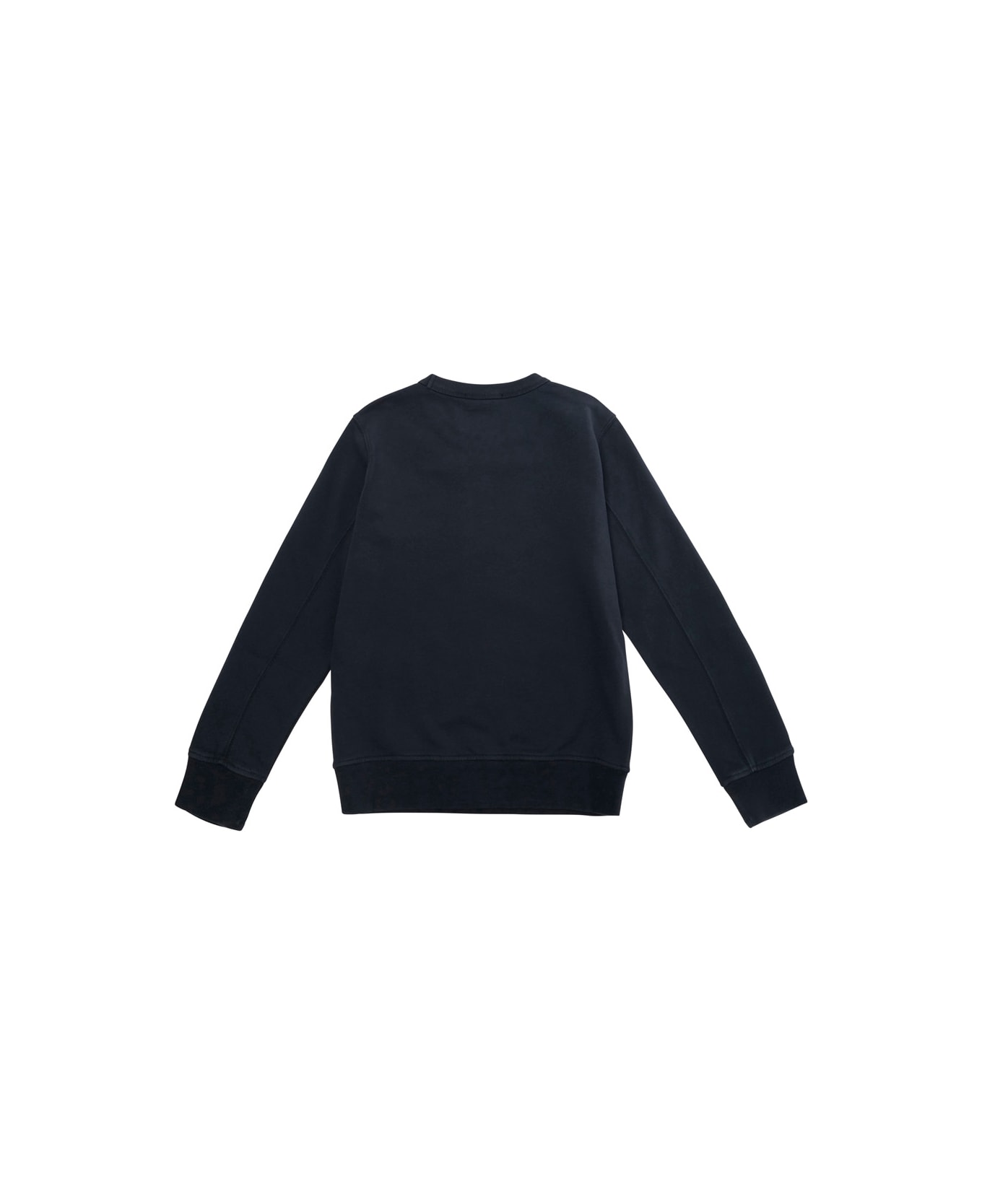 Stone Island Junior Dark Blue Crewneck Sweatshirt With Logo Embroidered On The Front In Cotton Boy - Blu