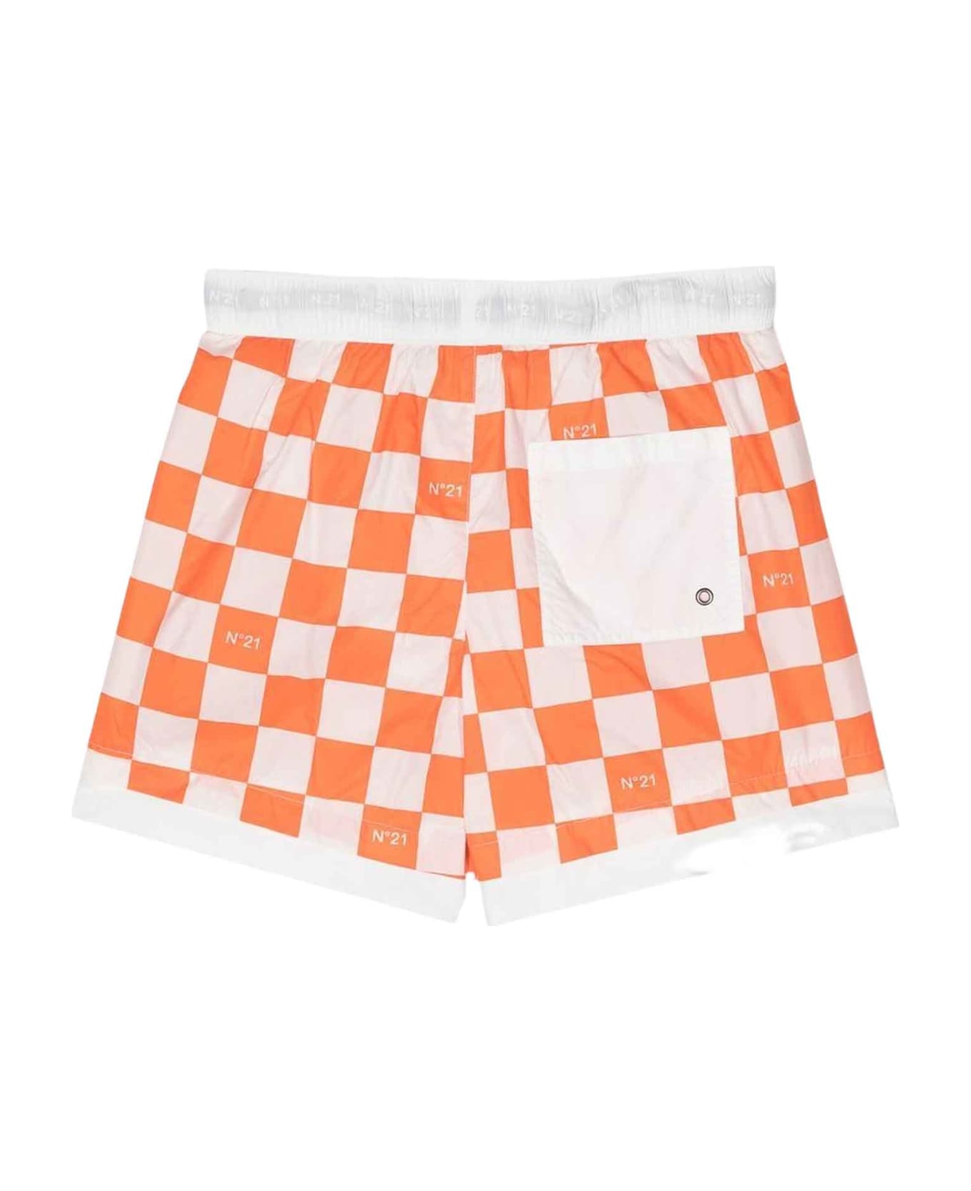 N.21 White/orange Swimsuit Boy Nº21 Kids - Bianco