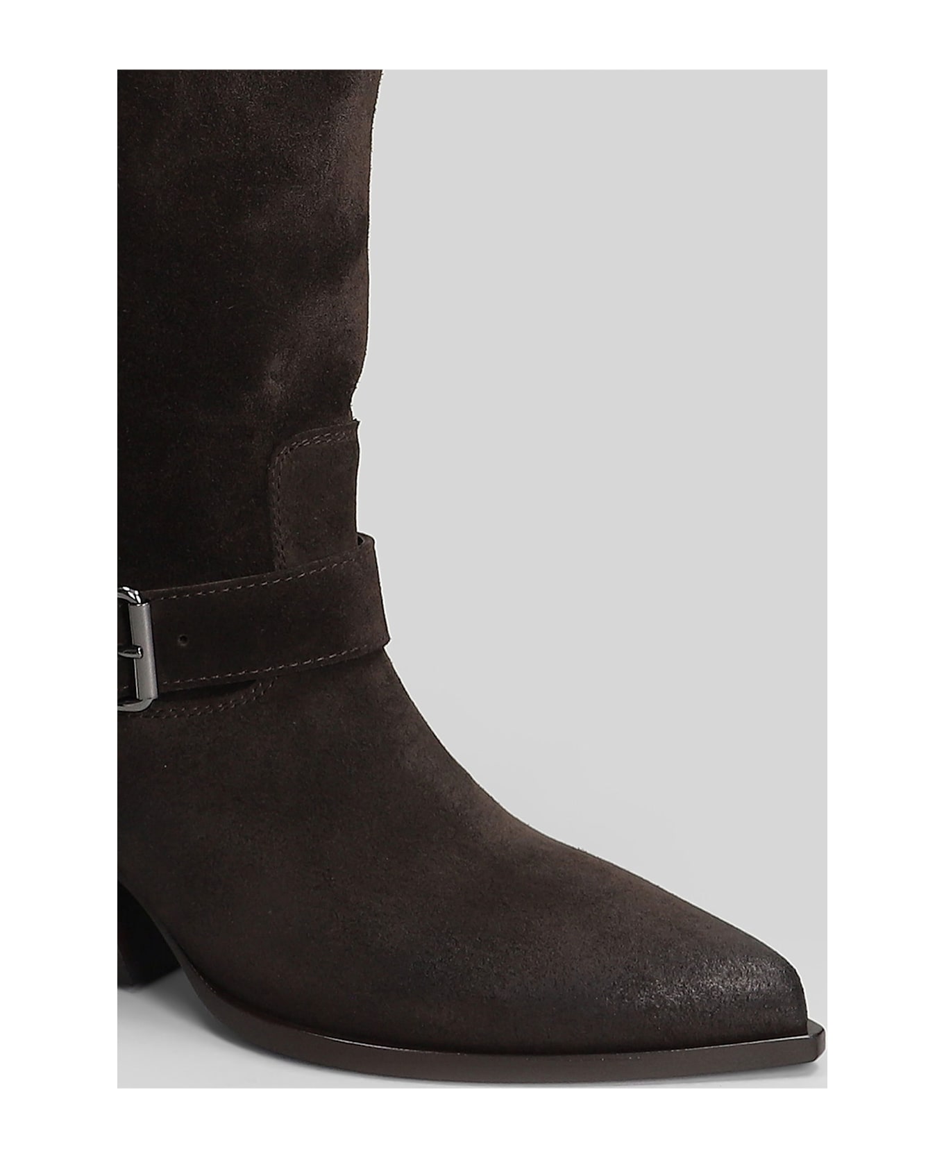 Elena Iachi Texan Boots In Brown Suede - brown