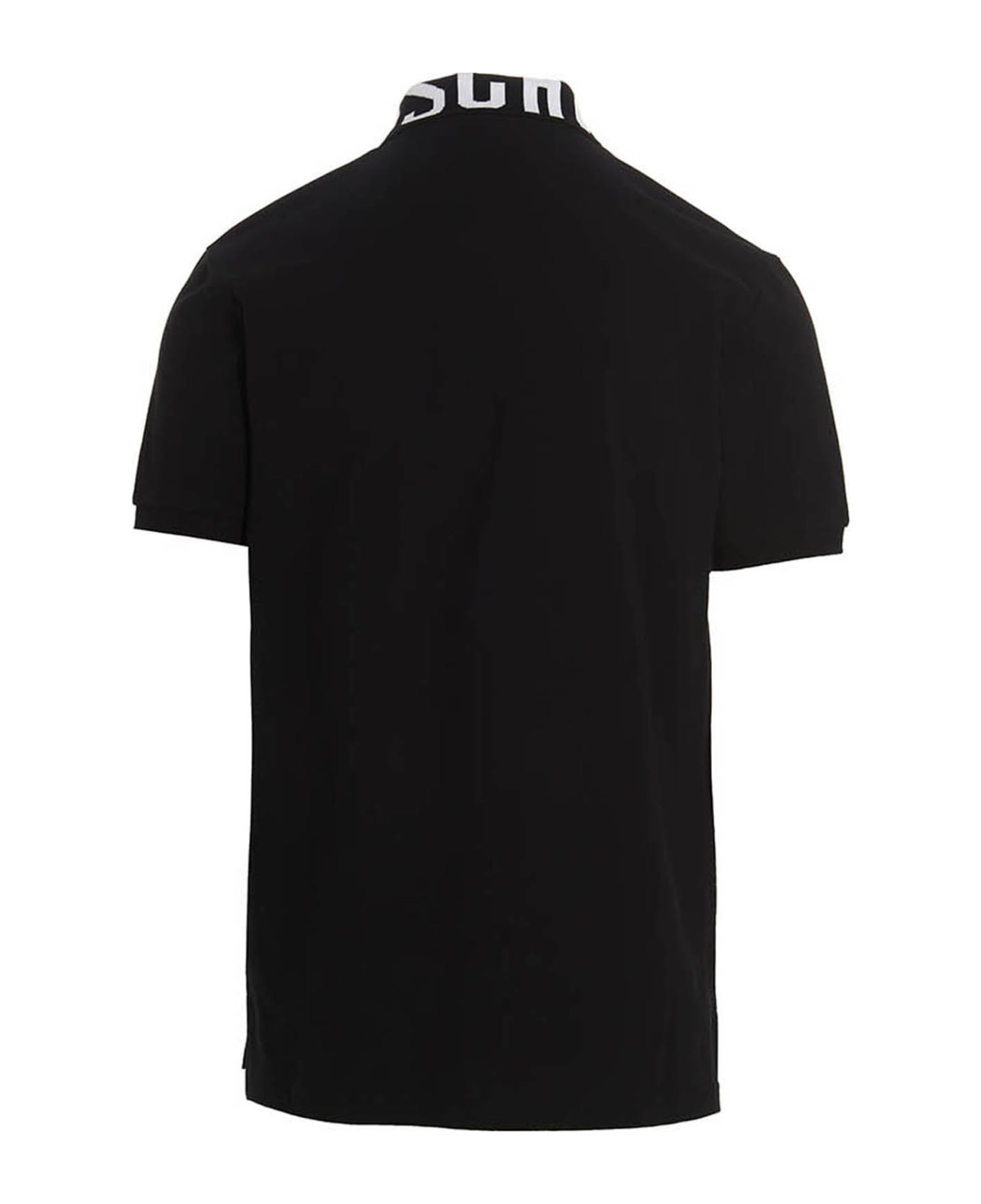 Moschino Logo Collar striped Polo Shirt - Black  