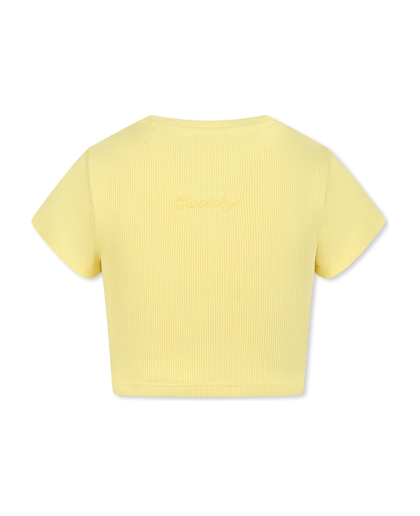Givenchy Yellow Crop T-shirt For Girl With 4g Motif - Yellow