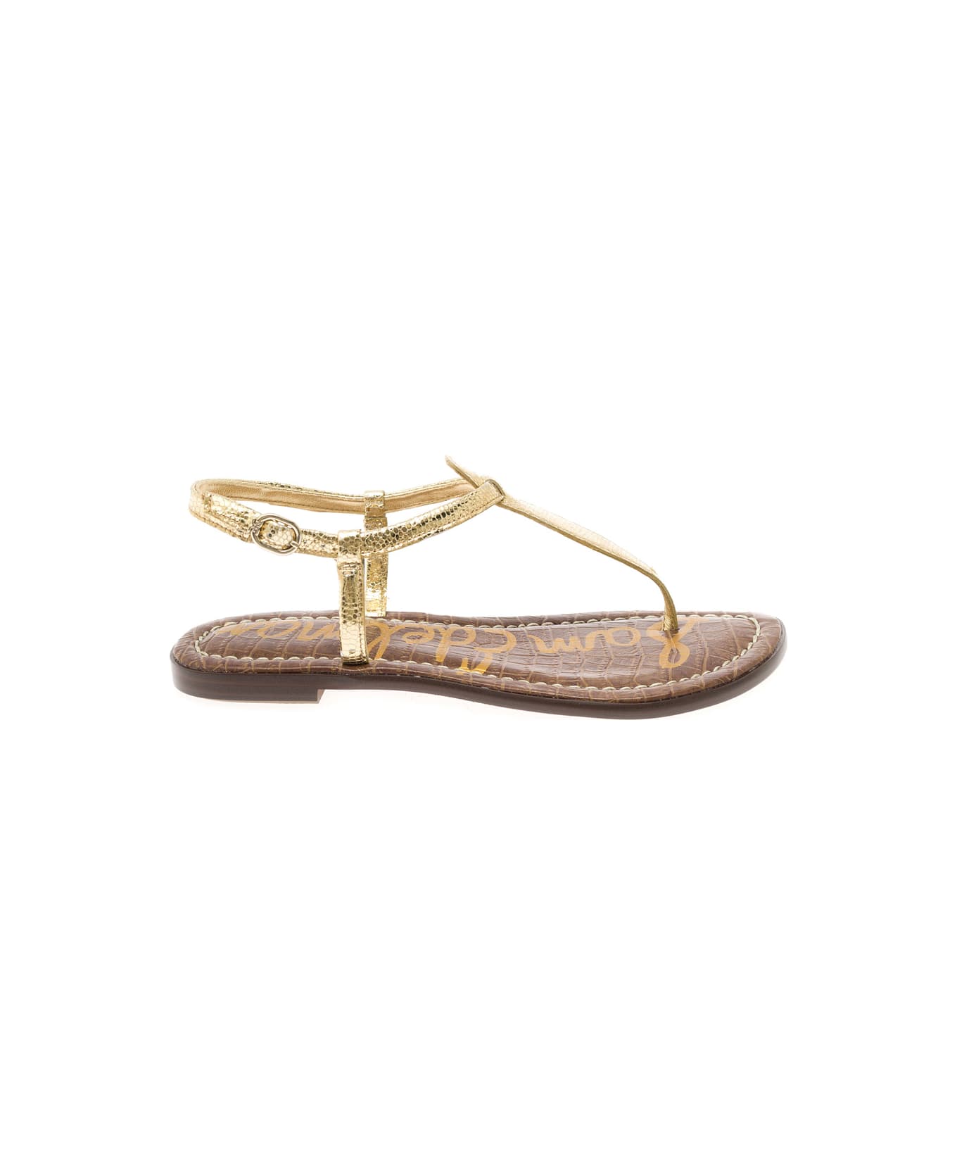 Sam Edelman 'gigi' Gold Thong Sandals In Leather Woman - Metallic サンダル