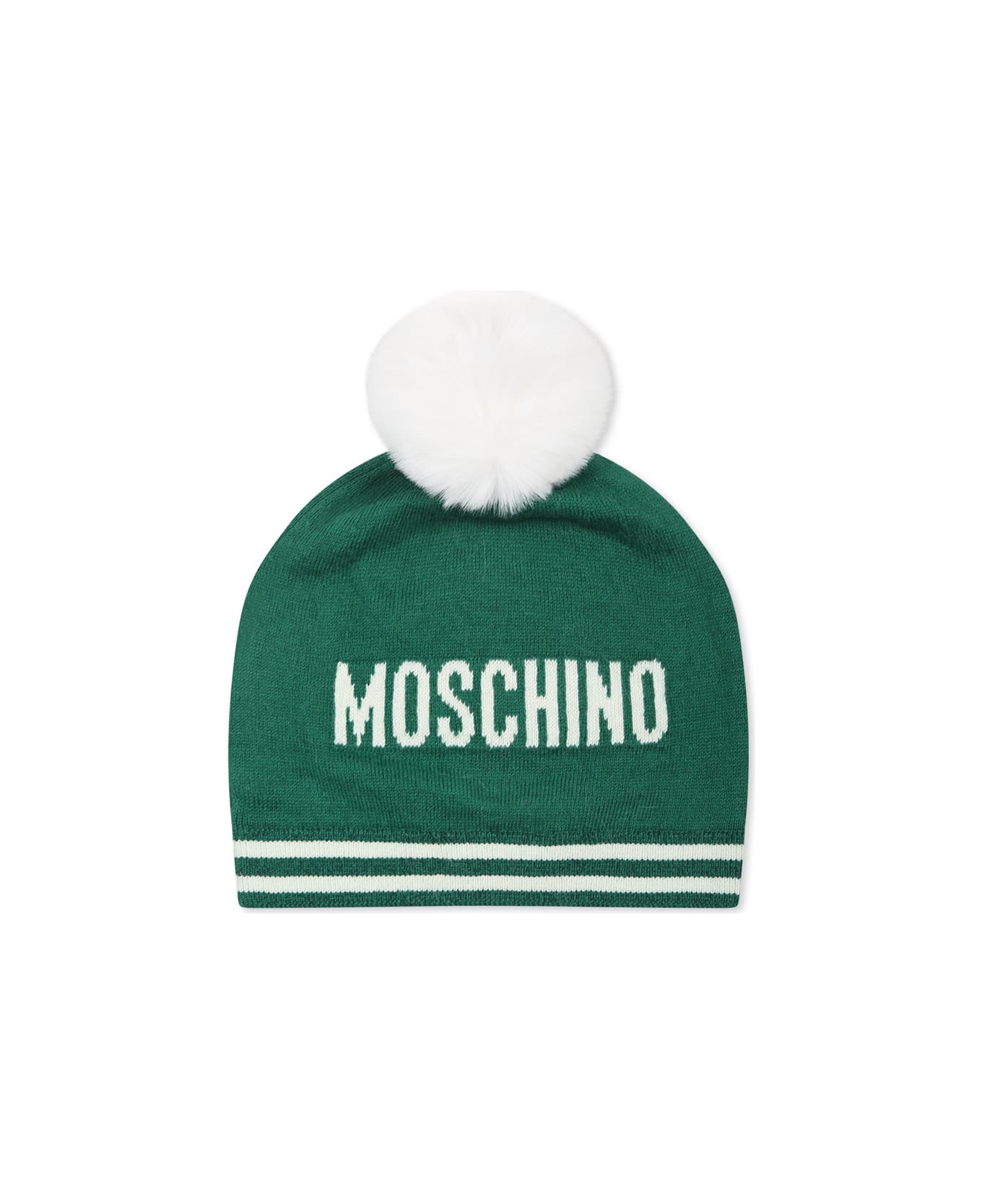 Moschino Green Hat For Babykids With Teddy Bear - Green