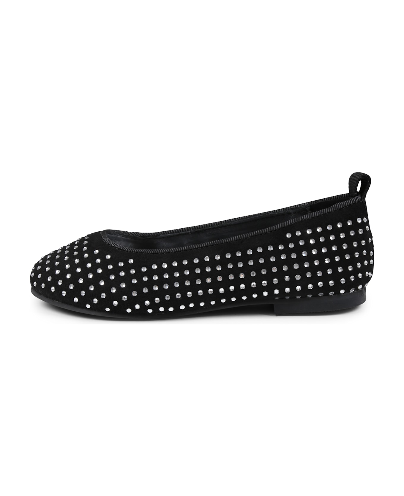 Little Marc Jacobs Black Ballet Flats For Girl With Rhinestones - Black