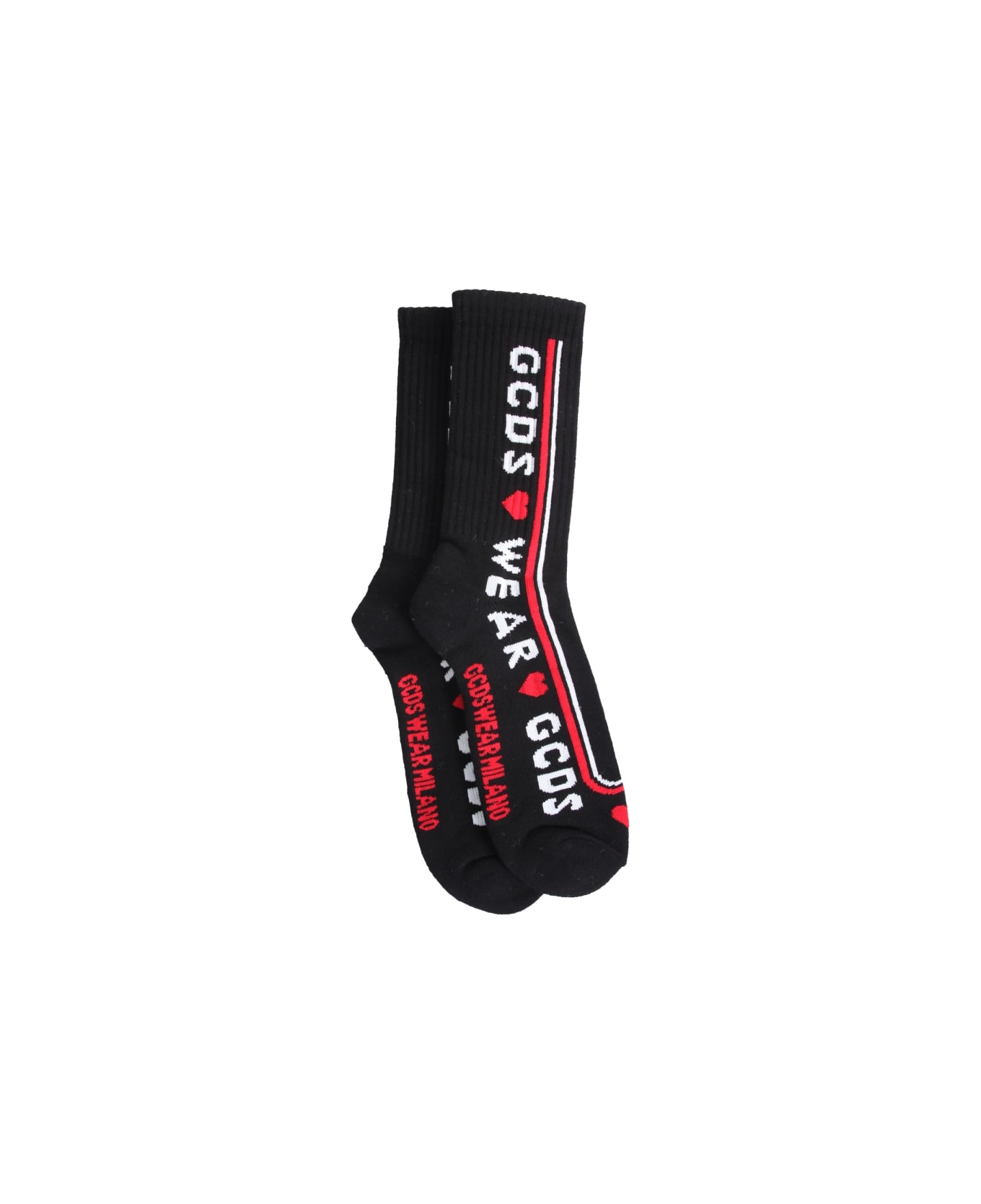 GCDS Socks With Love Gcds Logo - BLACK 靴下