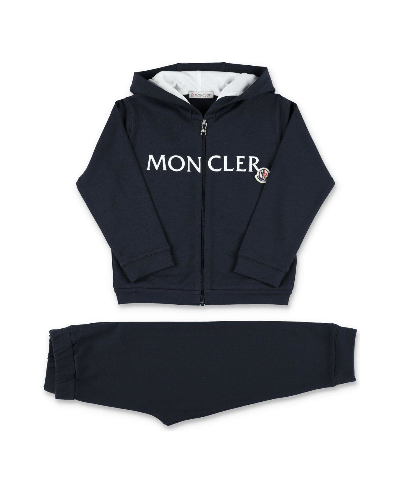 Moncler Logo-printed Hooded Tracksuit Set - Blue