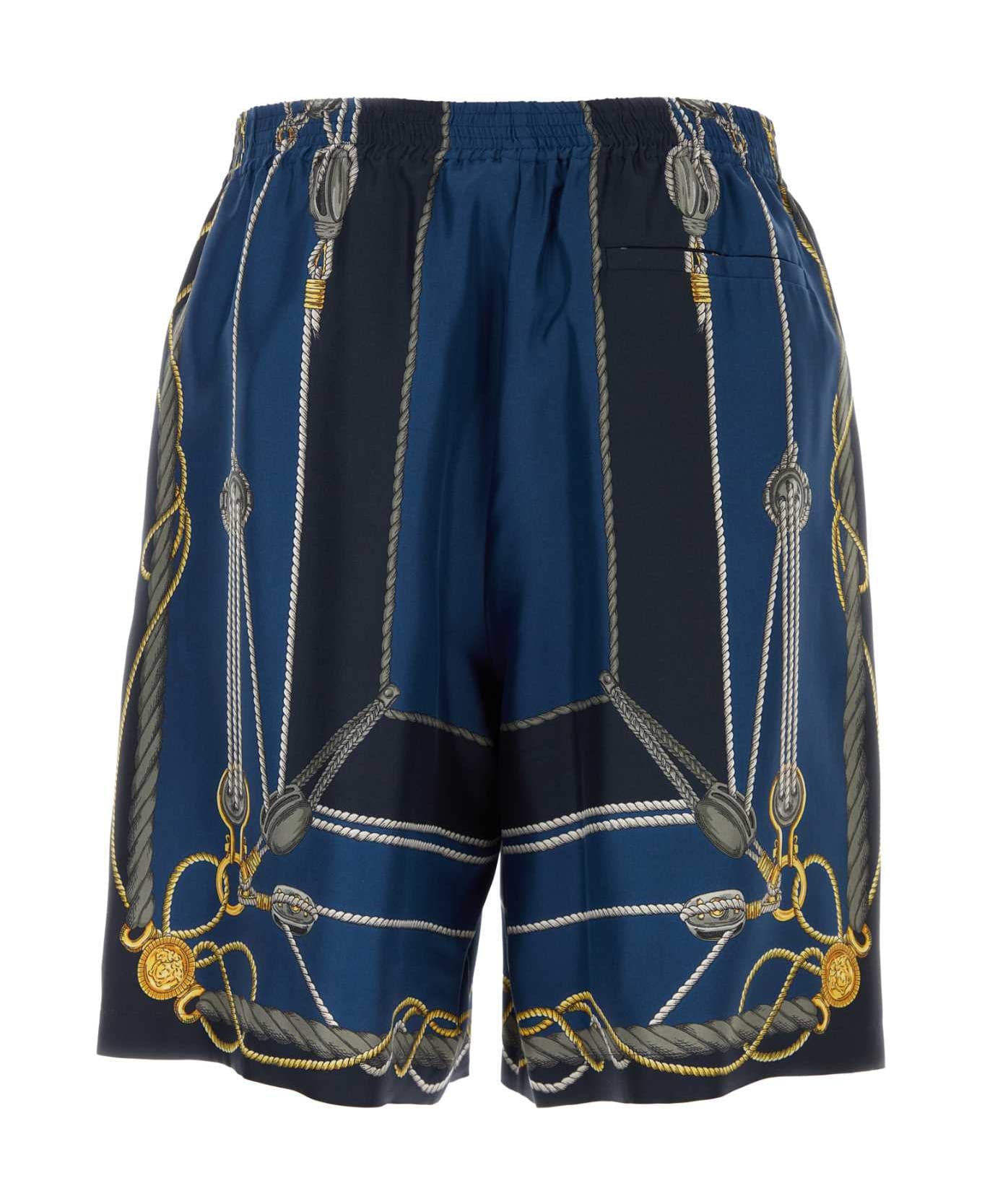 Versace Printed Silk Bermuda Shorts - BLUEGOLD